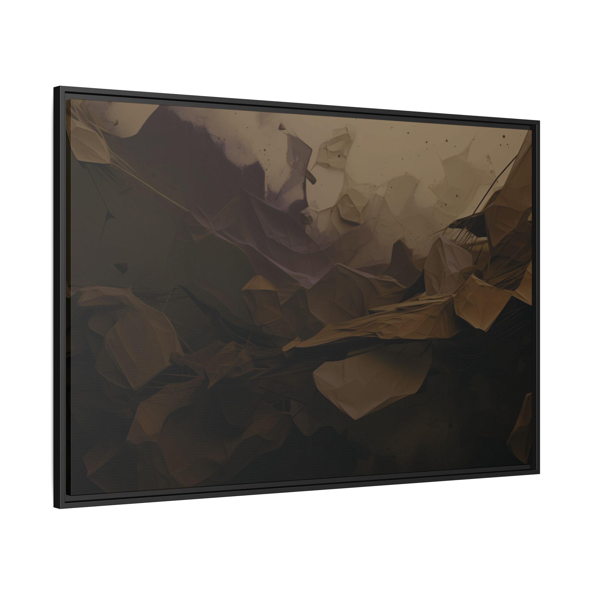 Polygon Thoughts (v0 Dark) - Framed Matt Canvas (Black, White, Brown,) - Image 6