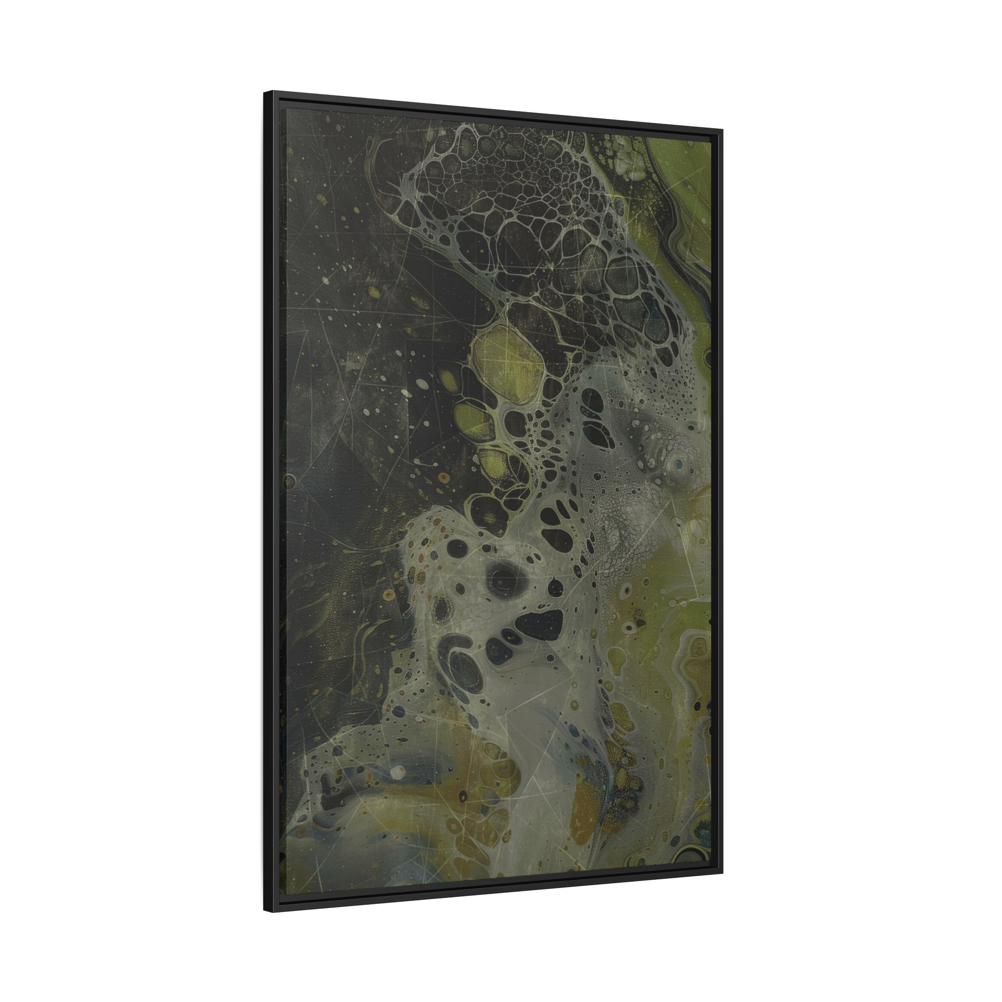 Astrals Cosmic #1 with texture underpainting - Green - Framed Matt Canvas (Black, White, Brown,) - Image 8