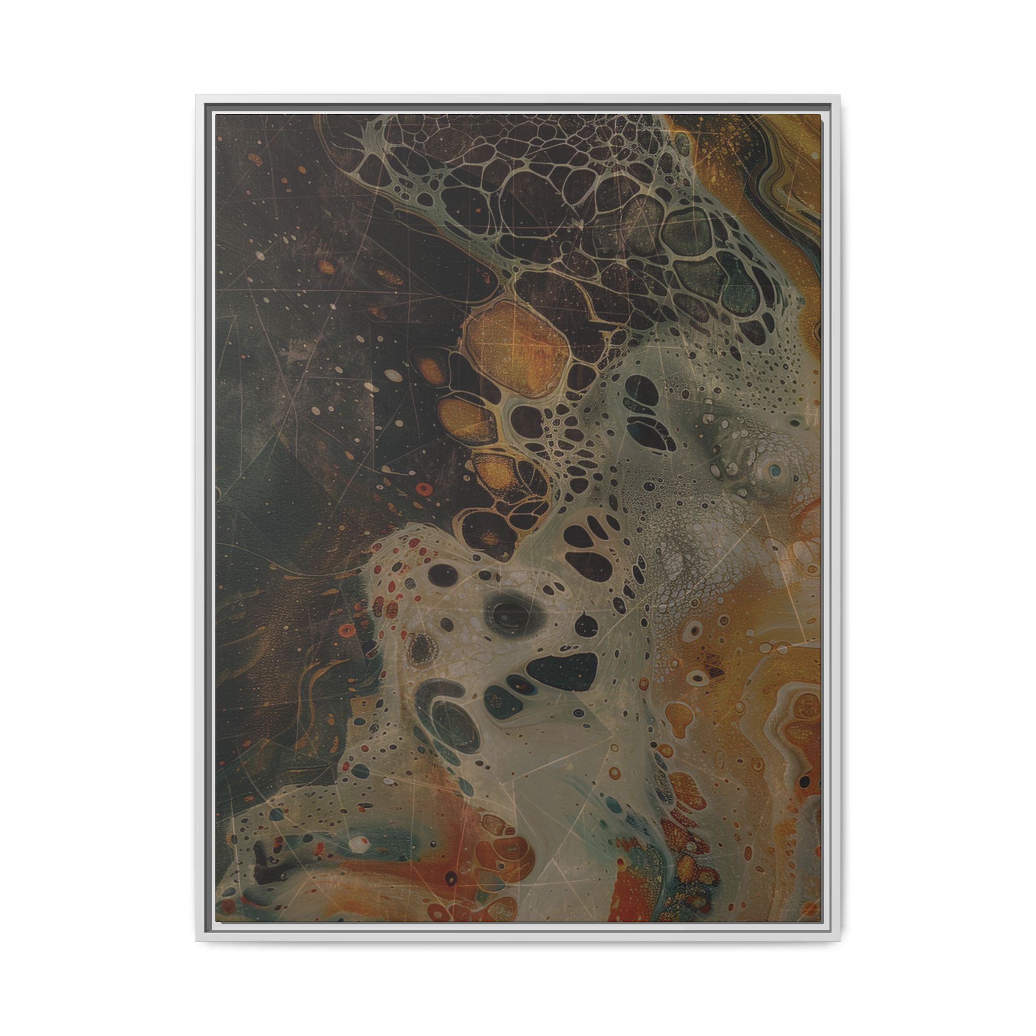 Astrals Cosmic #1 with texture underpainting - Orange - Framed Matt Canvas (Black, White, Brown,) - Image 33
