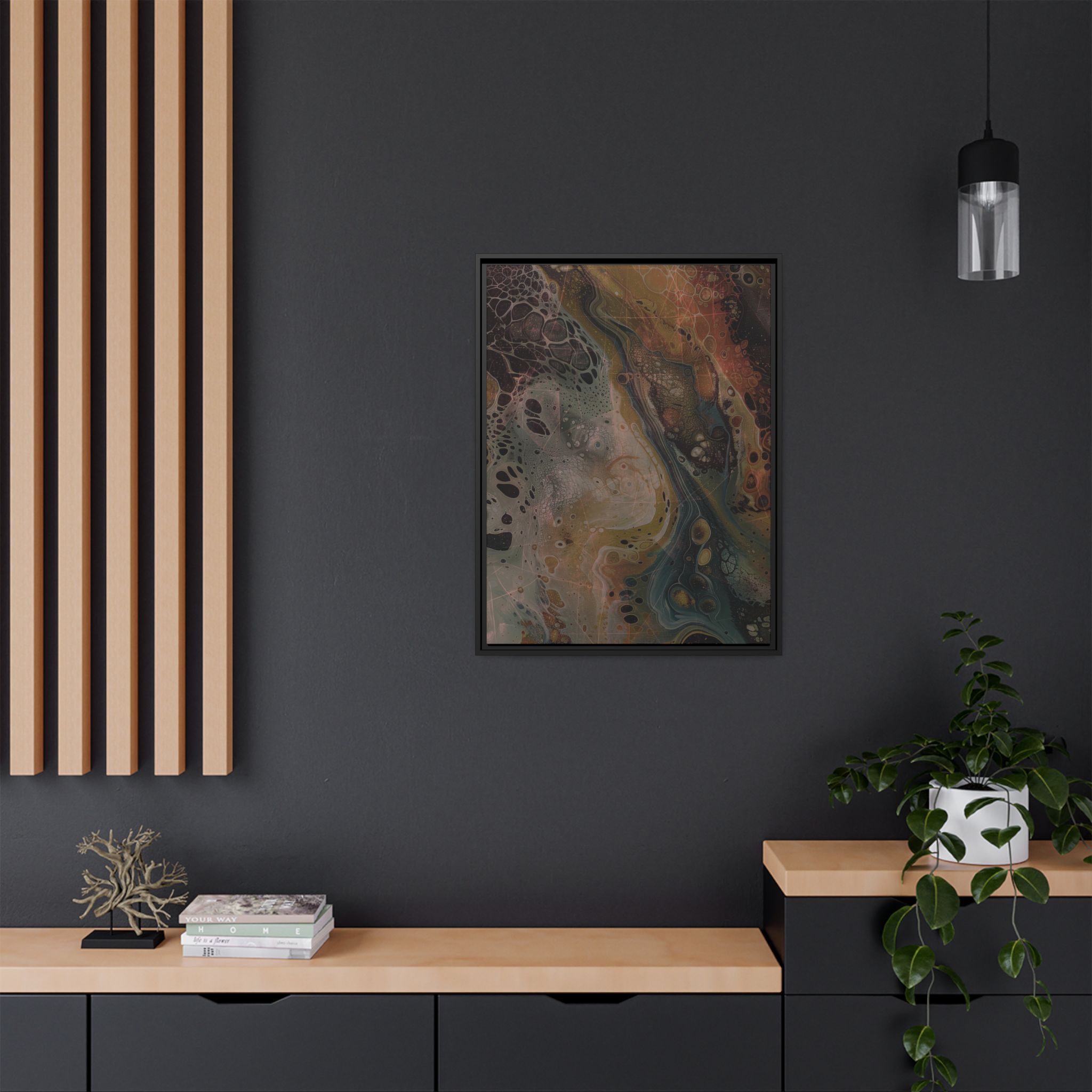 Astrals Cosmic #2 with texture underpainting - Orange - Framed Matt Canvas (Black, White, Brown,) - Image 8