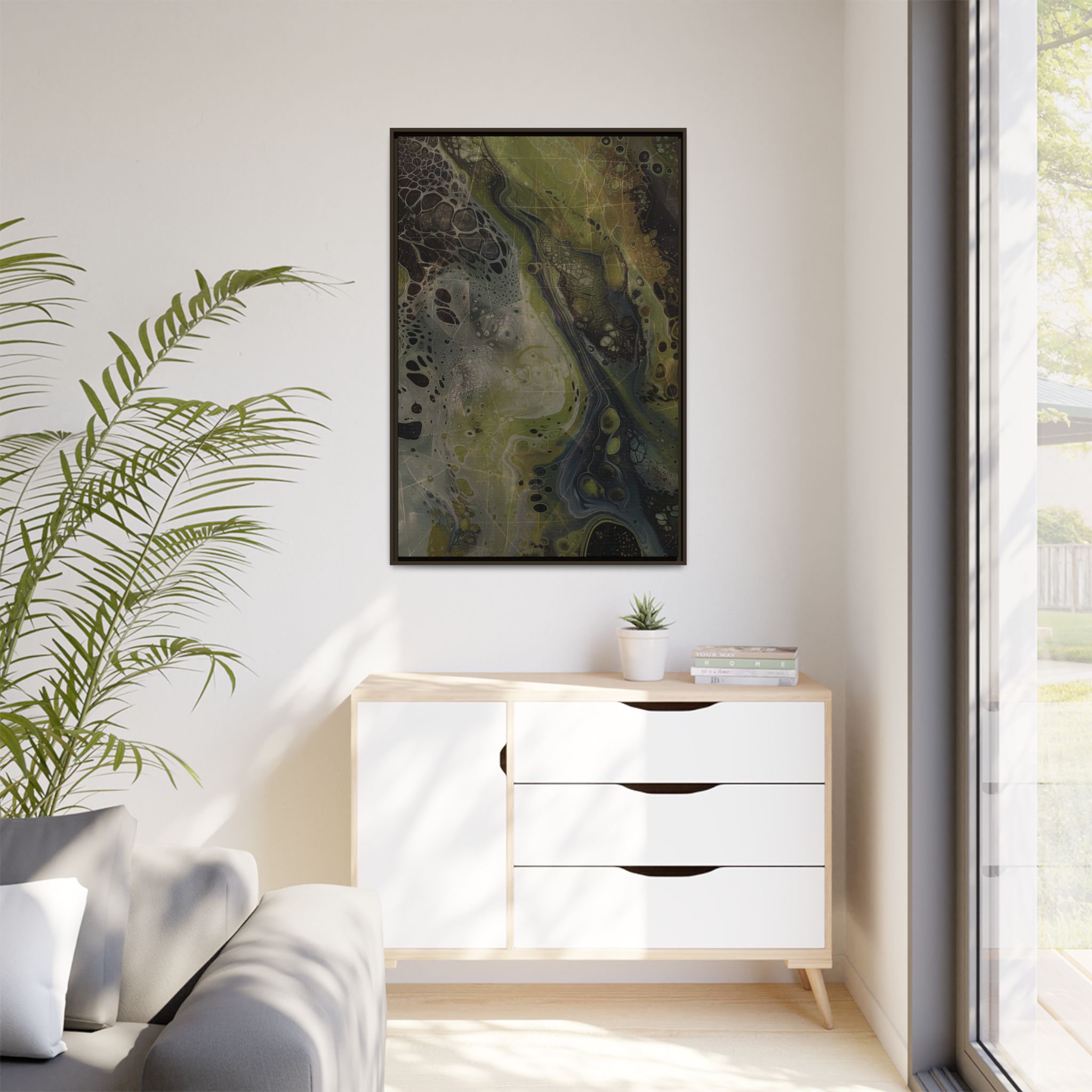 Astrals Cosmic #2 with texture underpainting - Green - Framed Matt Canvas (Black, White, Brown,) - Image 39