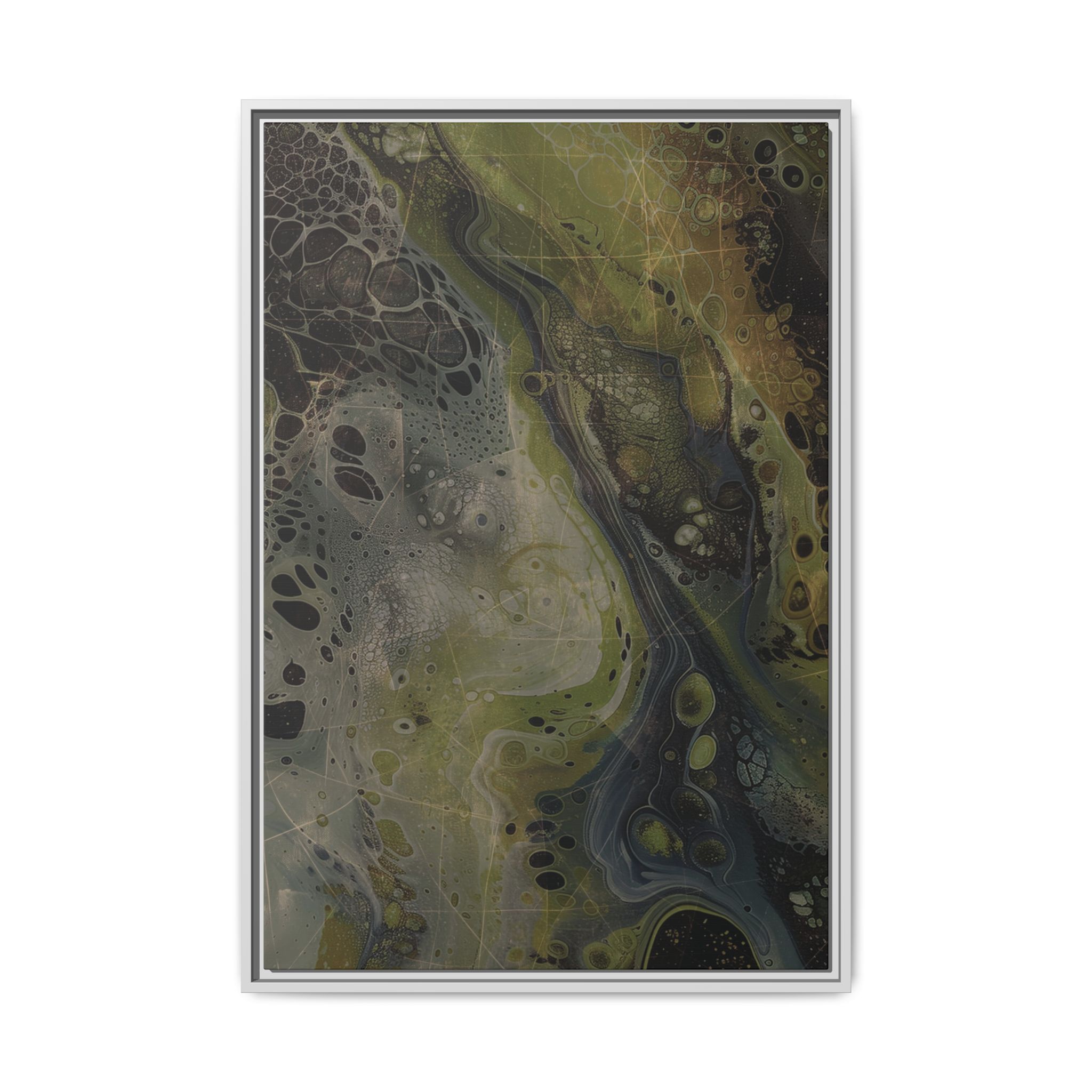 Astrals Cosmic #2 with texture underpainting - Green - Framed Matt Canvas (Black, White, Brown,) - Image 25