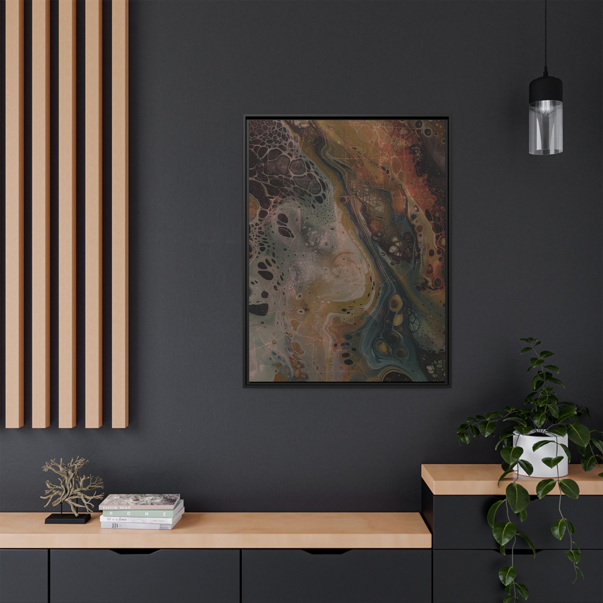 Astrals Cosmic #2 with texture underpainting - Orange - Framed Matt Canvas (Black, White, Brown,) - Image 16