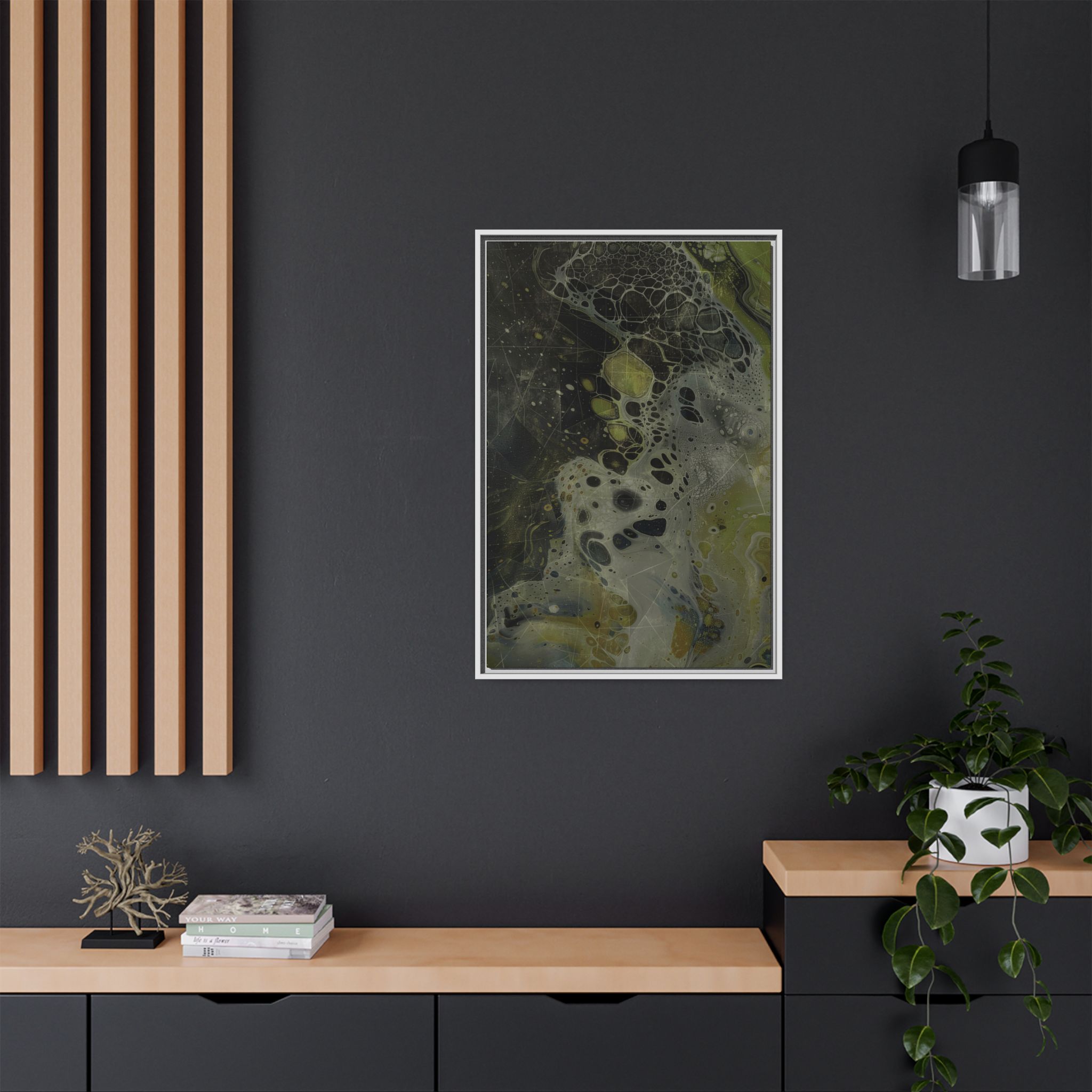 Astrals Cosmic #1 with texture underpainting - Green - Framed Matt Canvas (Black, White, Brown,) - Image 28