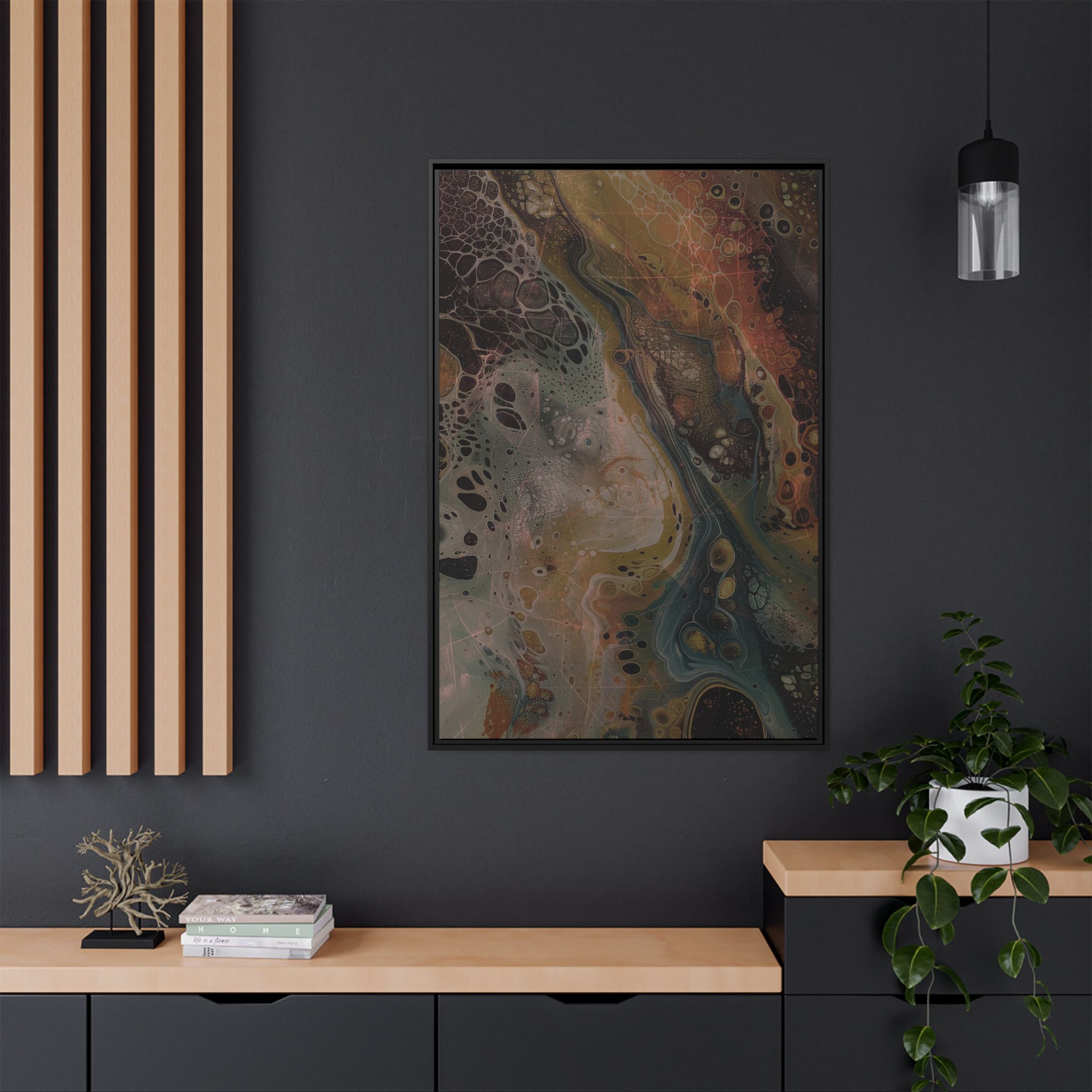 Astrals Cosmic #2 with texture underpainting - Orange - Framed Matt Canvas (Black, White, Brown,) - Image 12