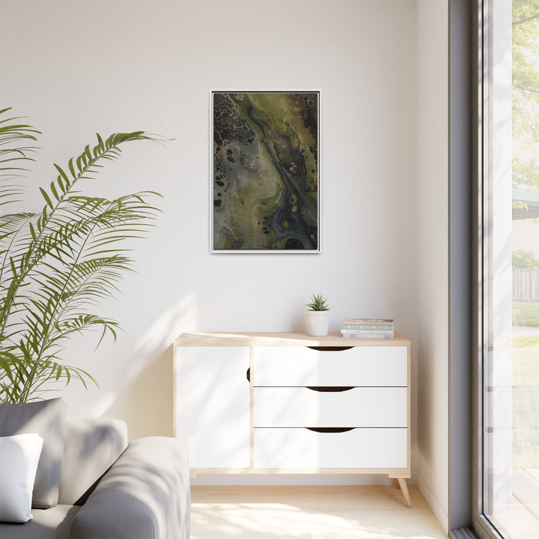 Astrals Cosmic #2 with texture underpainting - Green - Framed Matt Canvas (Black, White, Brown,) - Image 27