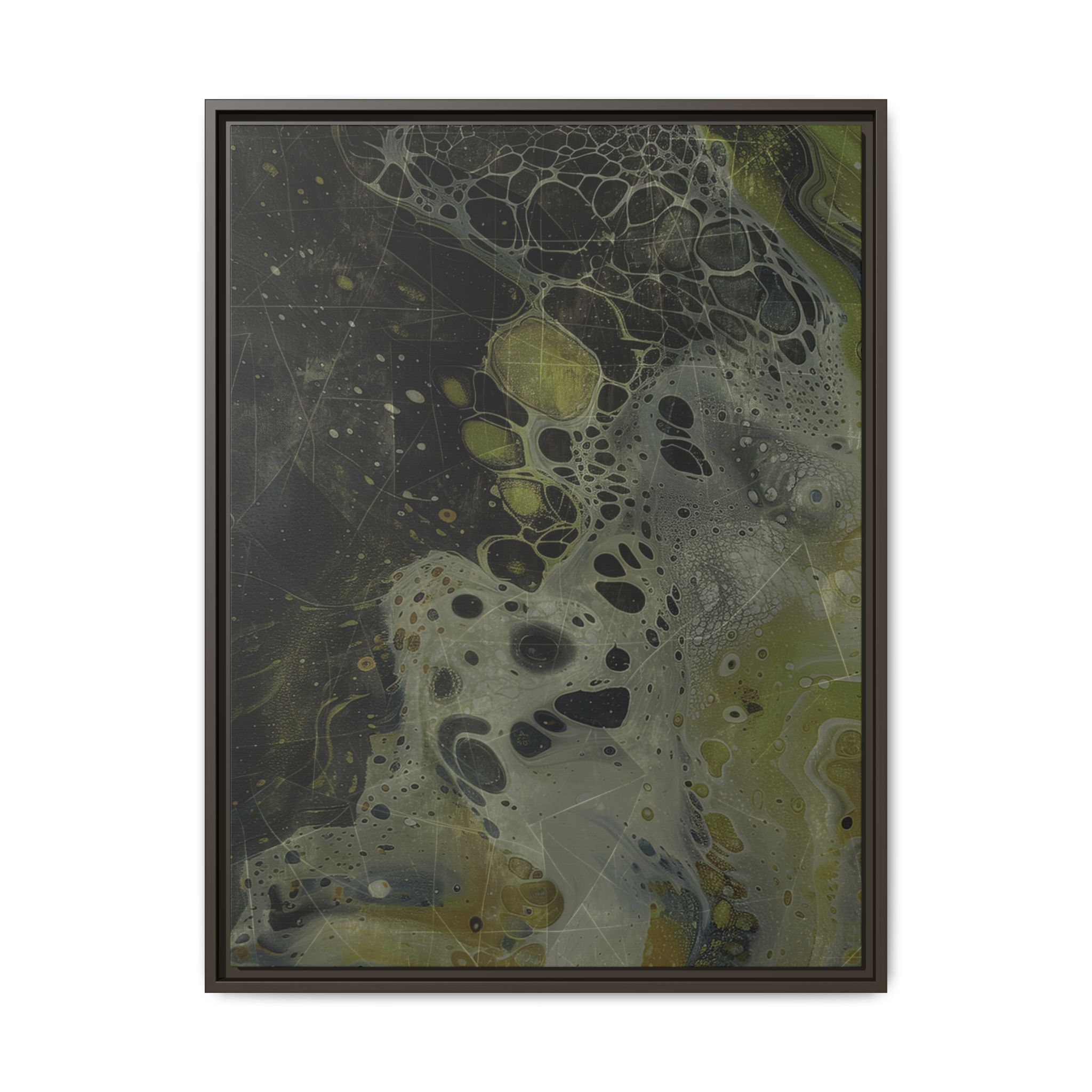 Astrals Cosmic #1 with texture underpainting - Green - Framed Matt Canvas (Black, White, Brown,) - Image 13