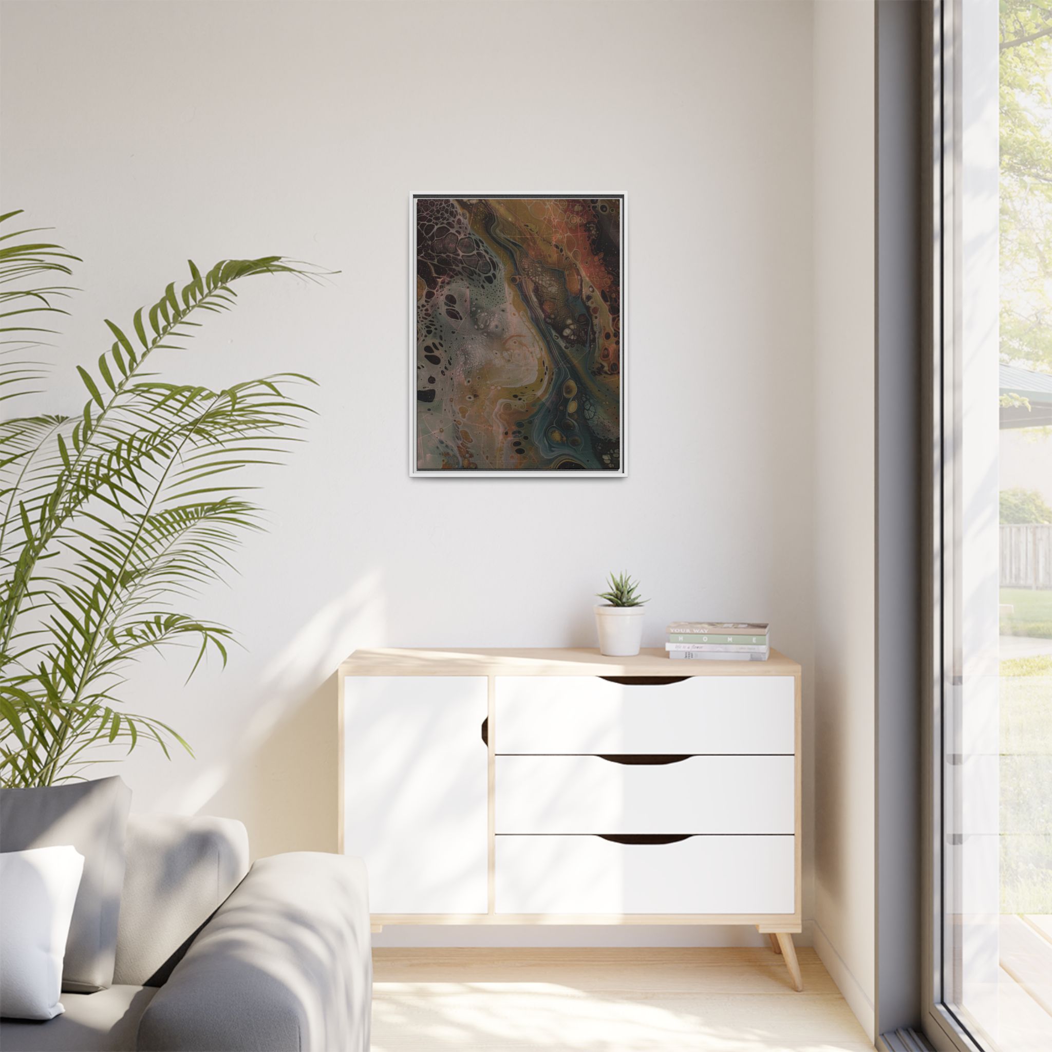 Astrals Cosmic #2 with texture underpainting - Orange - Framed Matt Canvas (Black, White, Brown,) - Image 35