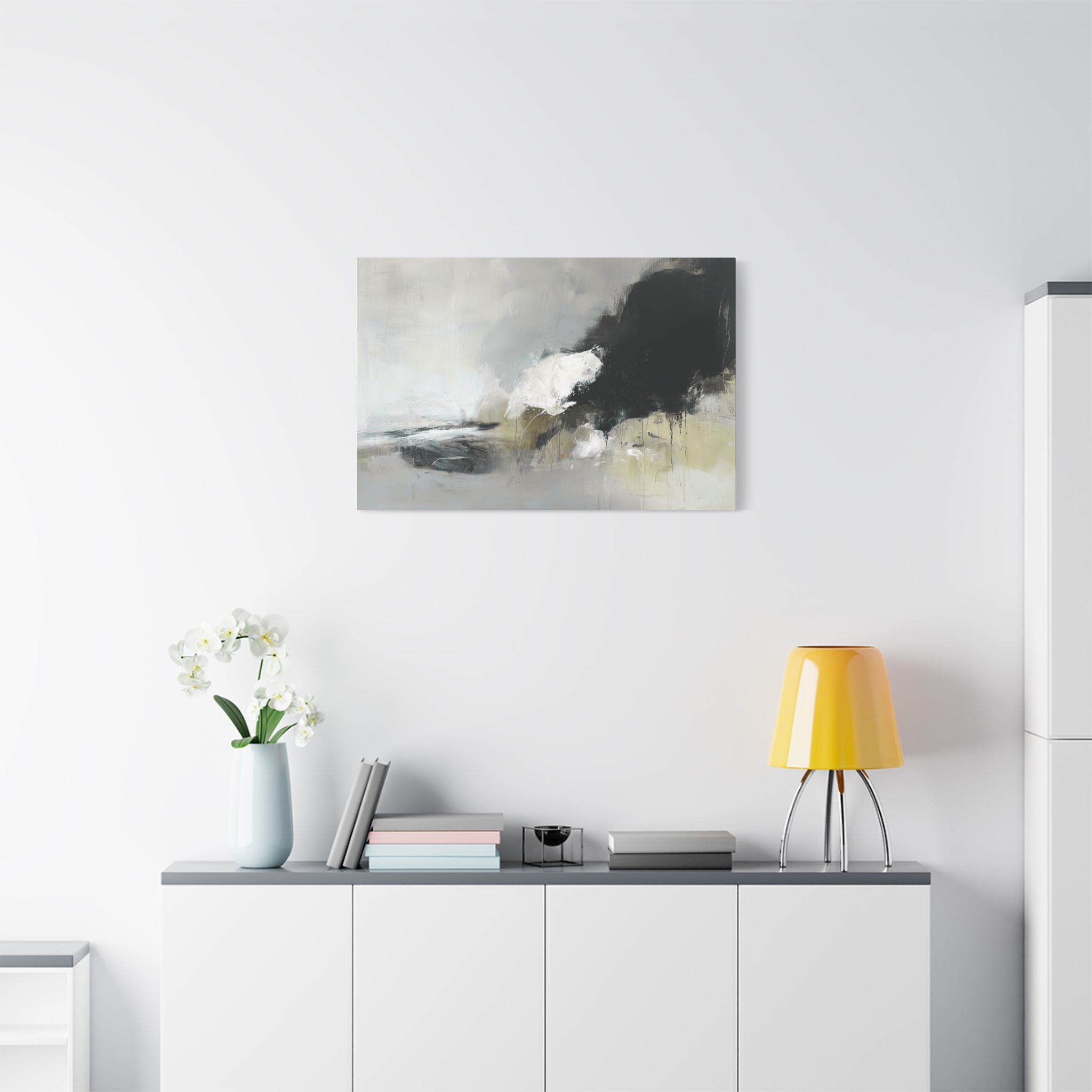 Black Cat White Kitten Two - Stretched Canvas - Image 3