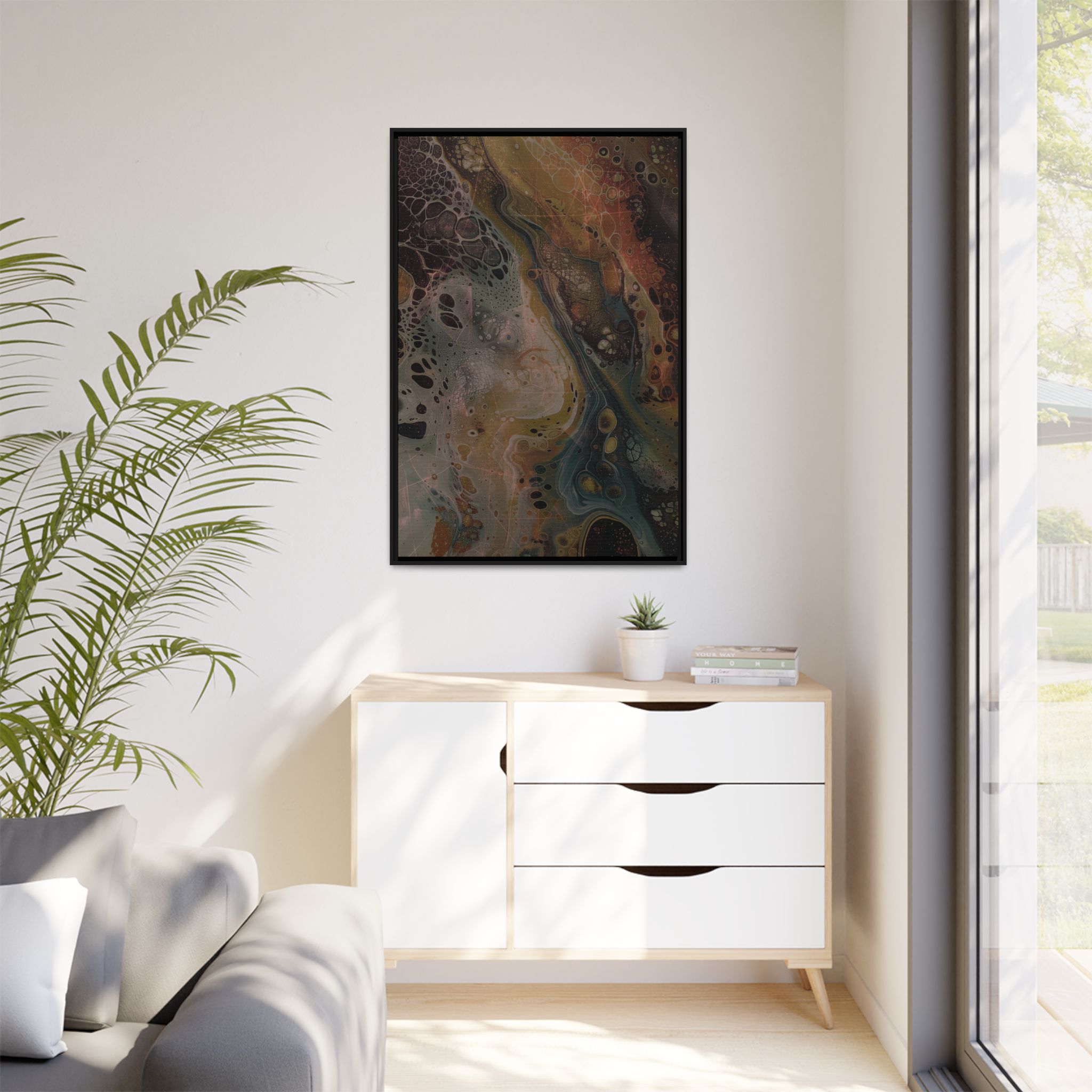 Astrals Cosmic #2 with texture underpainting - Orange - Framed Matt Canvas (Black, White, Brown,) - Image 11