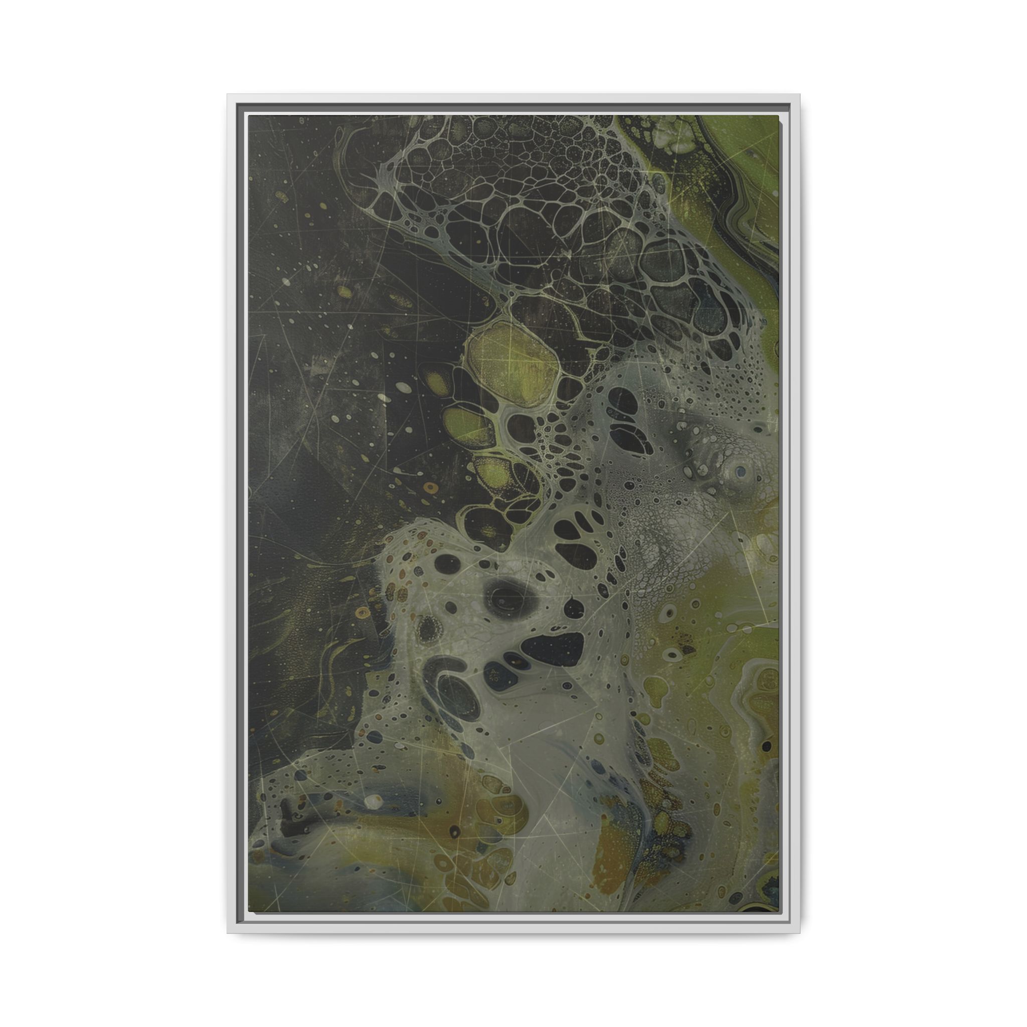 Astrals Cosmic #1 with texture underpainting - Green - Framed Matt Canvas (Black, White, Brown,) - Image 25