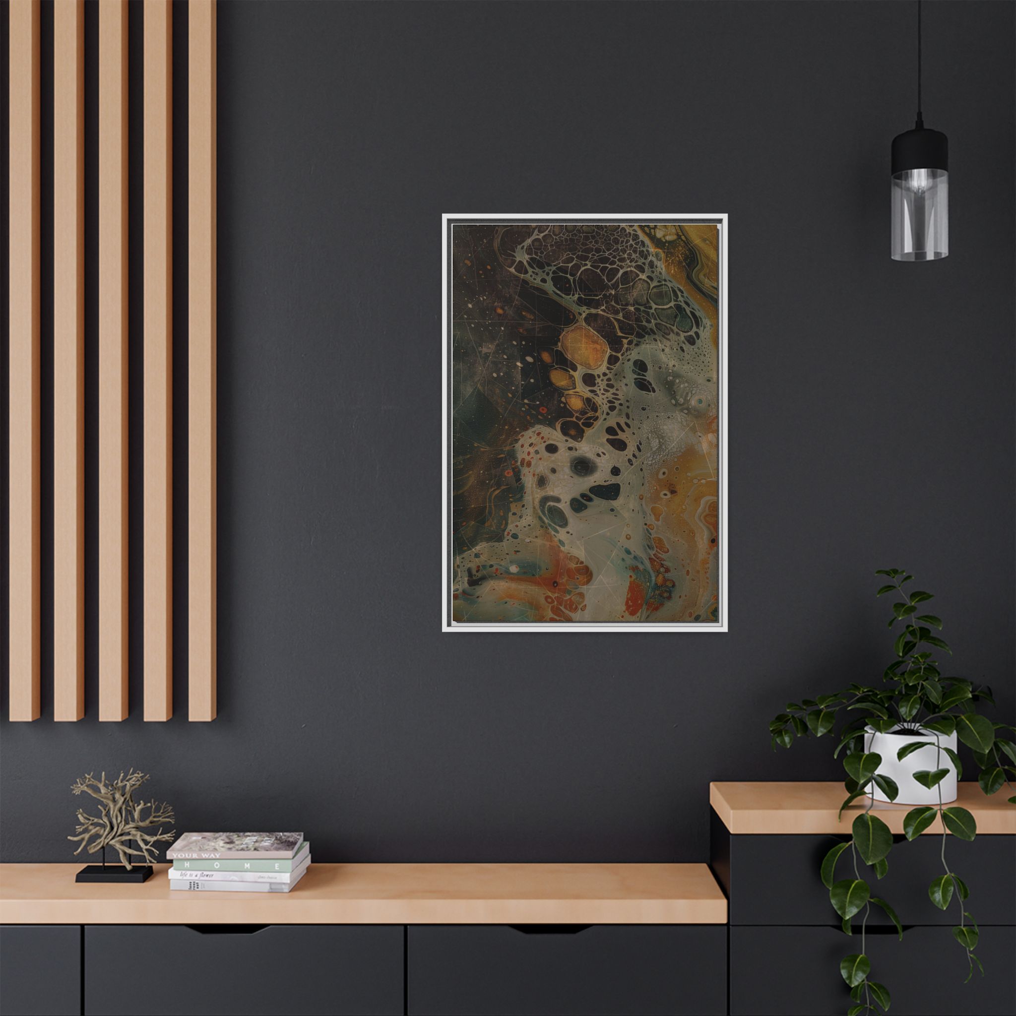 Astrals Cosmic #1 with texture underpainting - Orange - Framed Matt Canvas (Black, White, Brown,) - Image 28