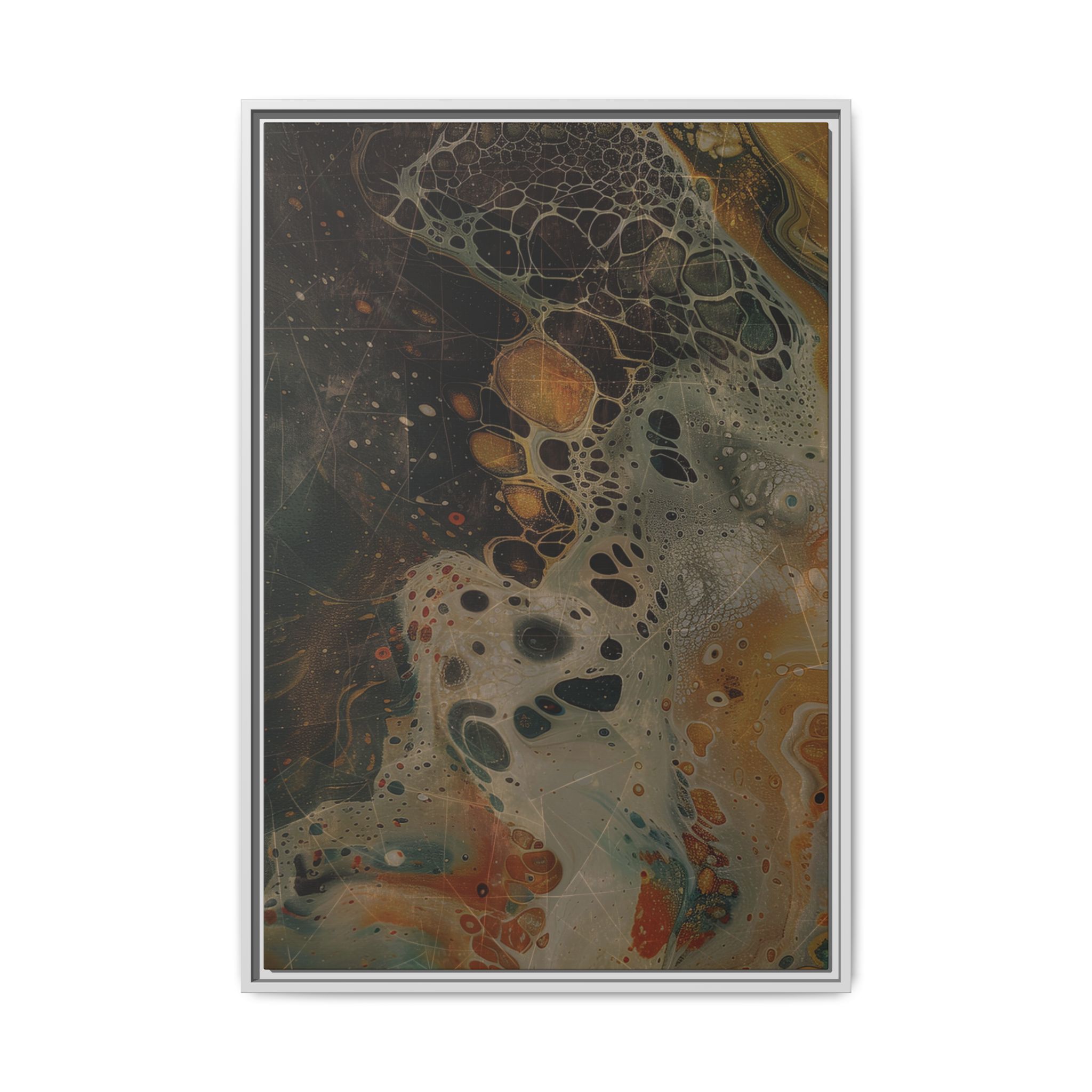 Astrals Cosmic #1 with texture underpainting - Orange - Framed Matt Canvas (Black, White, Brown,) - Image 25