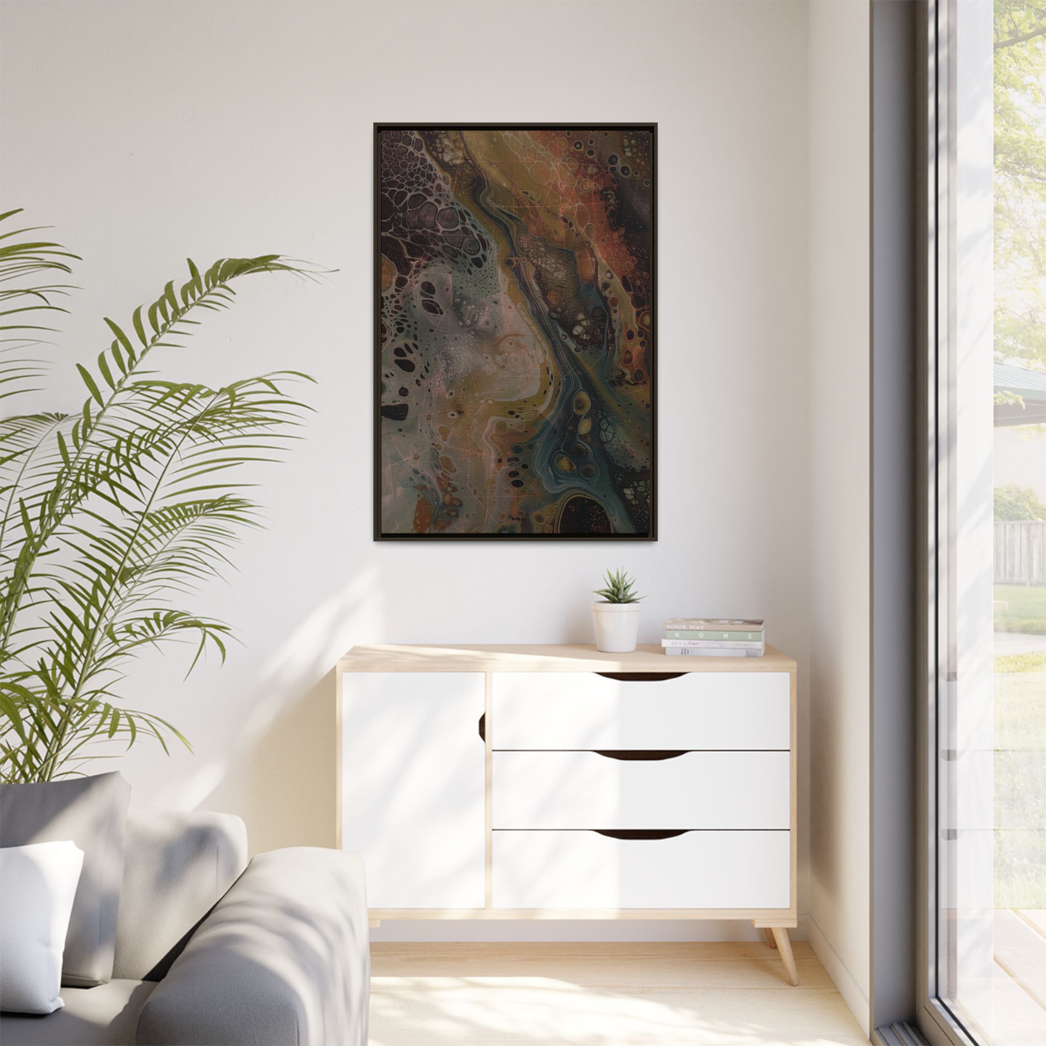 Astrals Cosmic #2 with texture underpainting - Orange - Framed Matt Canvas (Black, White, Brown,) - Image 31