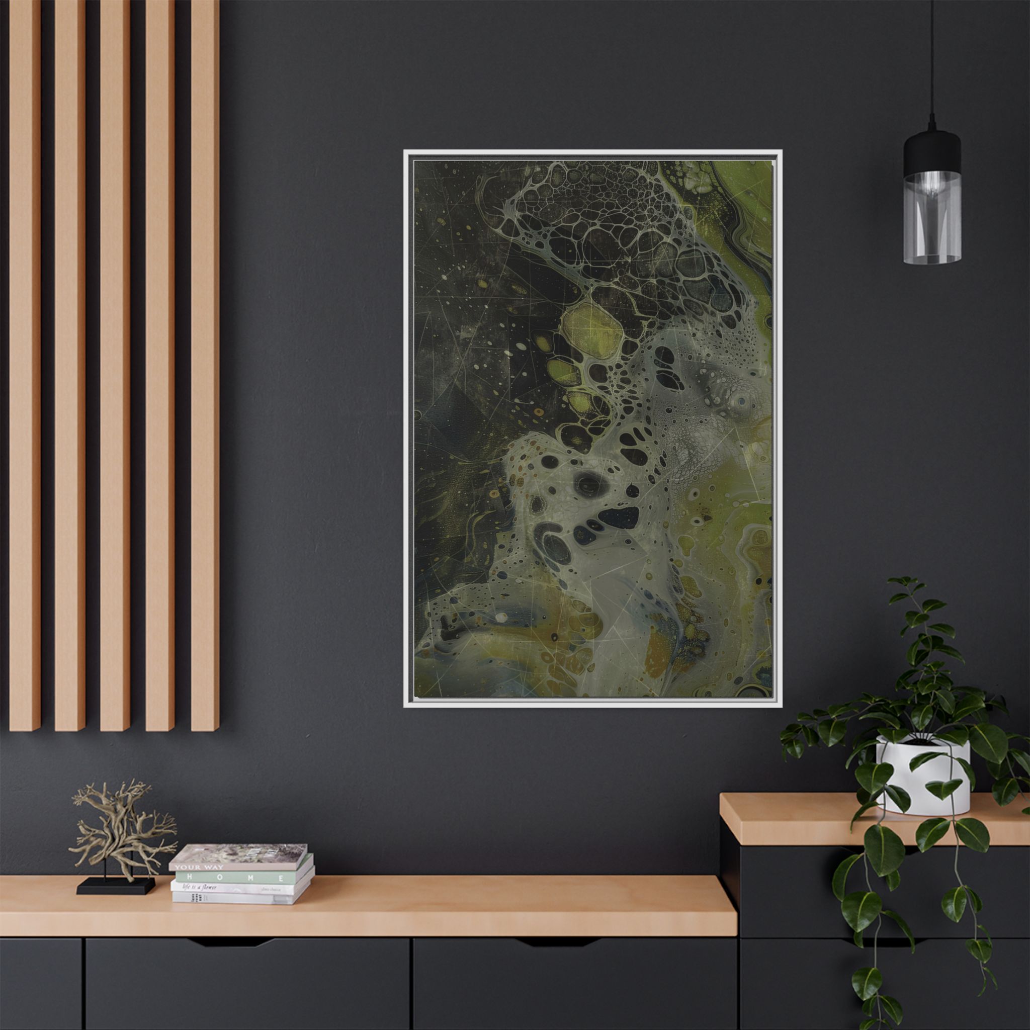 Astrals Cosmic #1 with texture underpainting - Green - Framed Matt Canvas (Black, White, Brown,) - Image 44