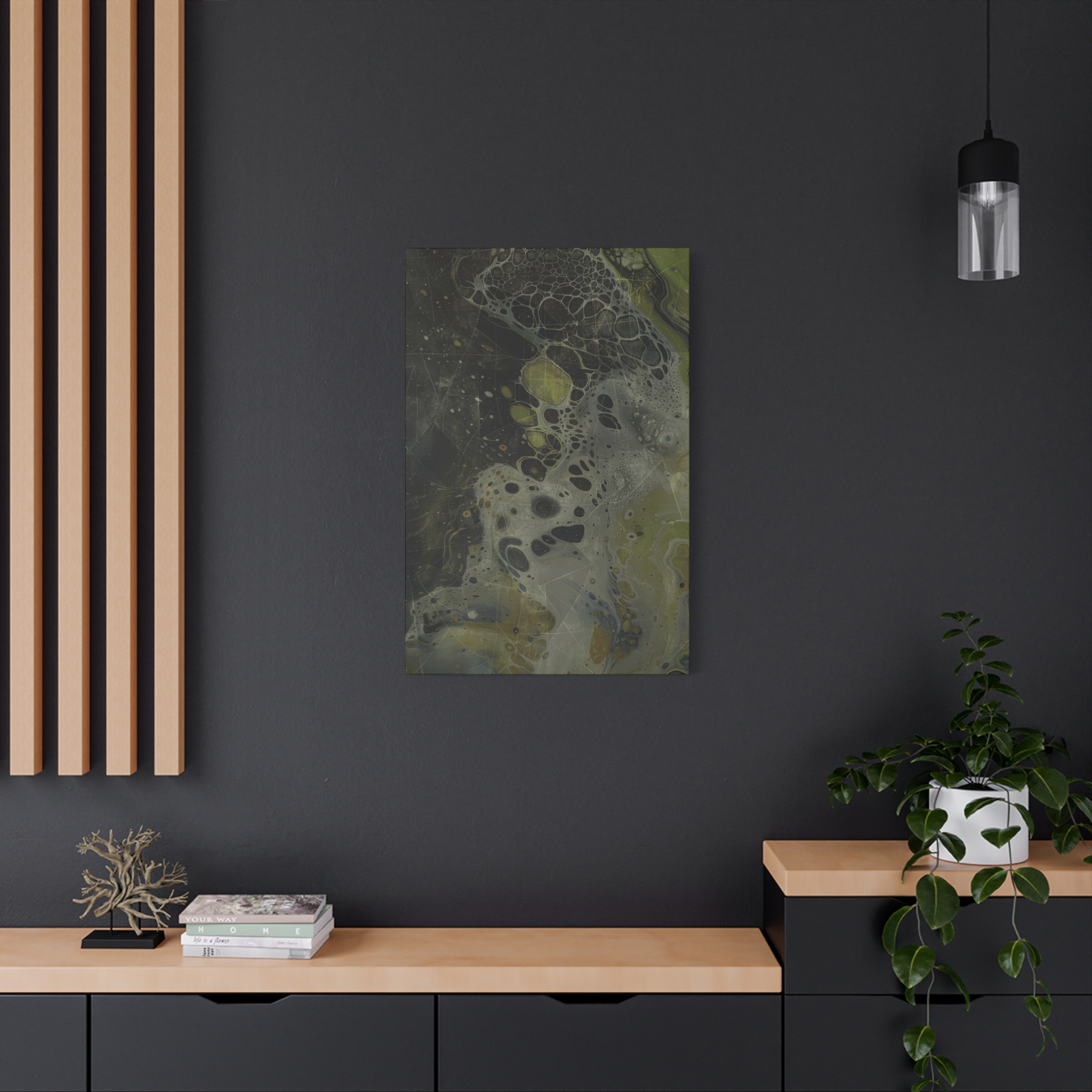 Astrals Cosmic #1 with texture underpainting - Green - Stretched Canvas - Image 4