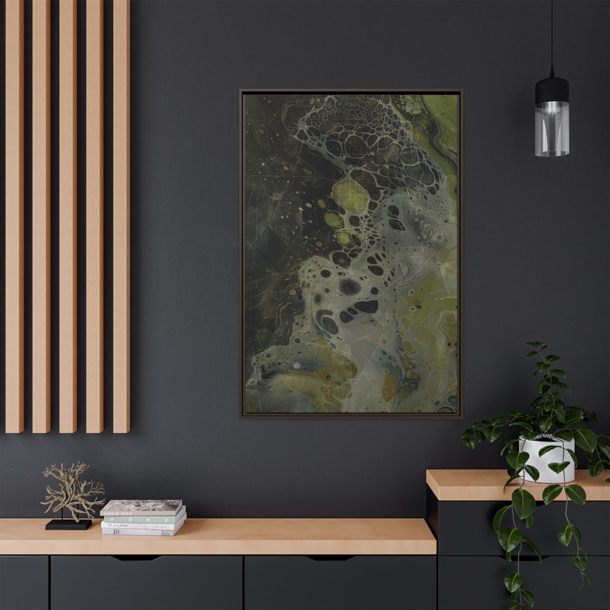 Astrals Cosmic #1 with texture underpainting - Green - Framed Matt Canvas (Black, White, Brown,) - Image 40