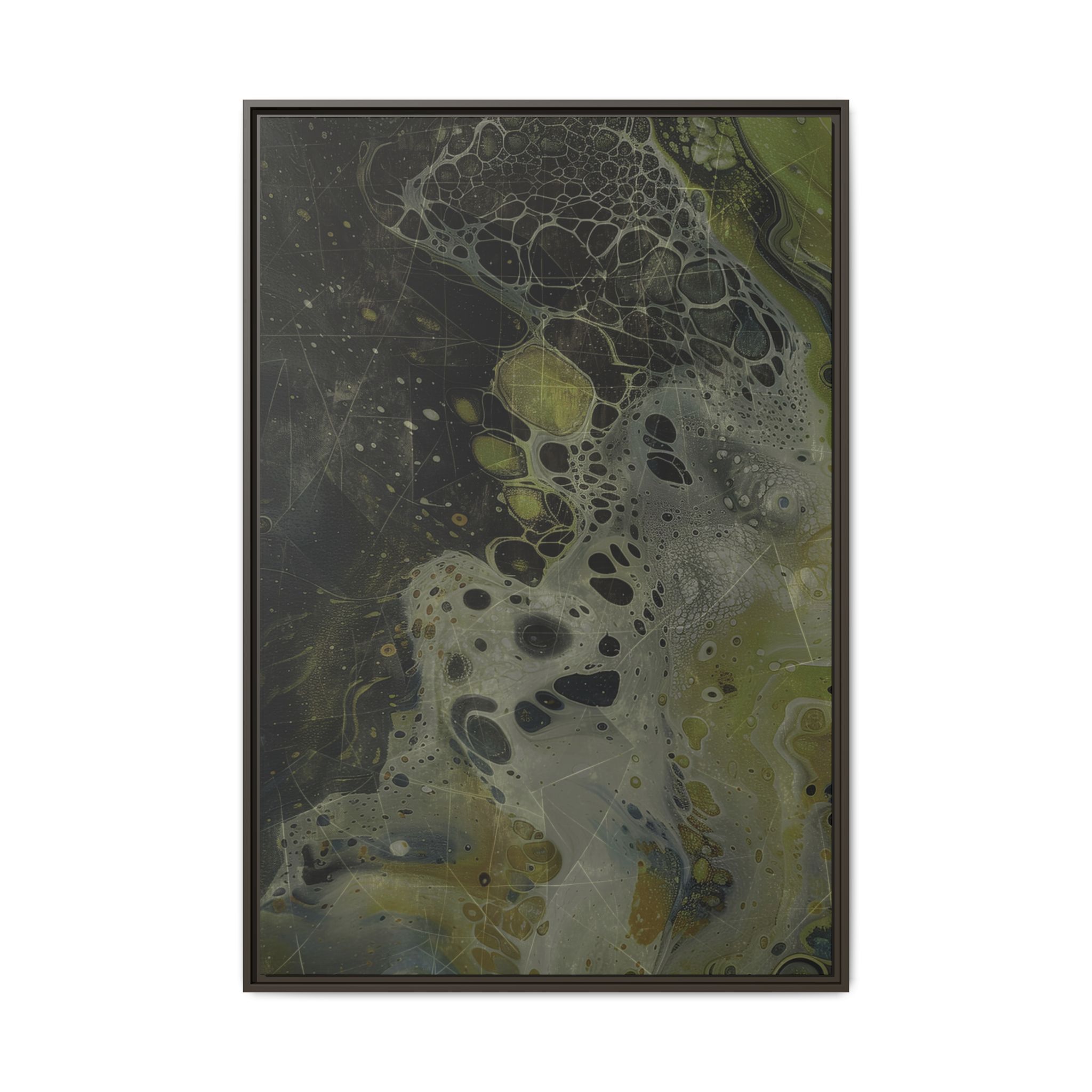 Astrals Cosmic #1 with texture underpainting - Green - Framed Matt Canvas (Black, White, Brown,) - Image 37