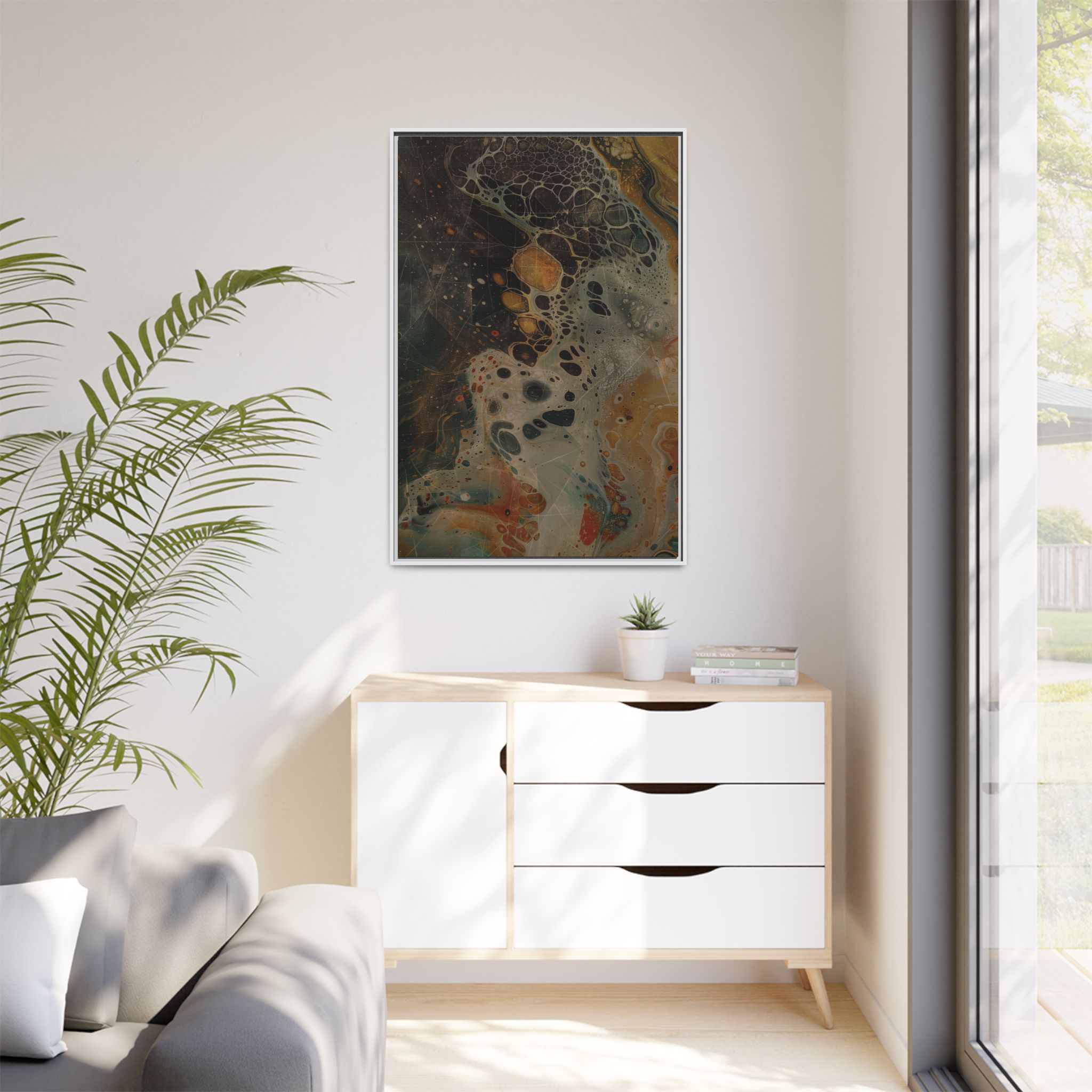 Astrals Cosmic #1 with texture underpainting - Orange - Framed Matt Canvas (Black, White, Brown,) - Image 43