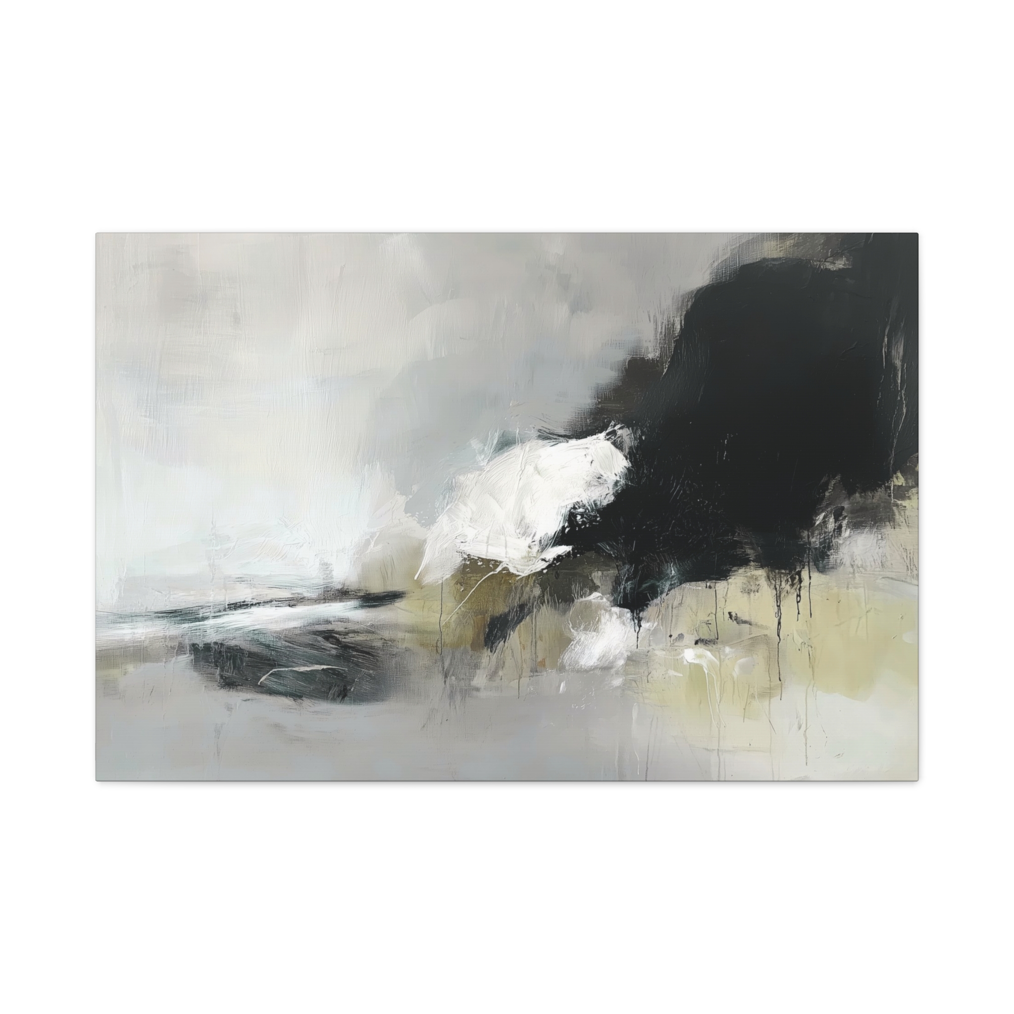 Black Cat White Kitten Two - Stretched Canvas