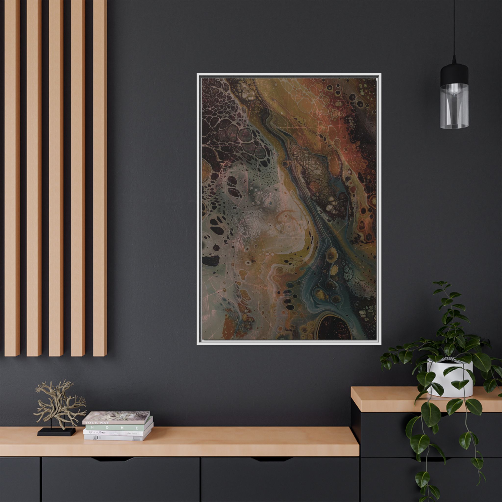 Astrals Cosmic #2 with texture underpainting - Orange - Framed Matt Canvas (Black, White, Brown,) - Image 48