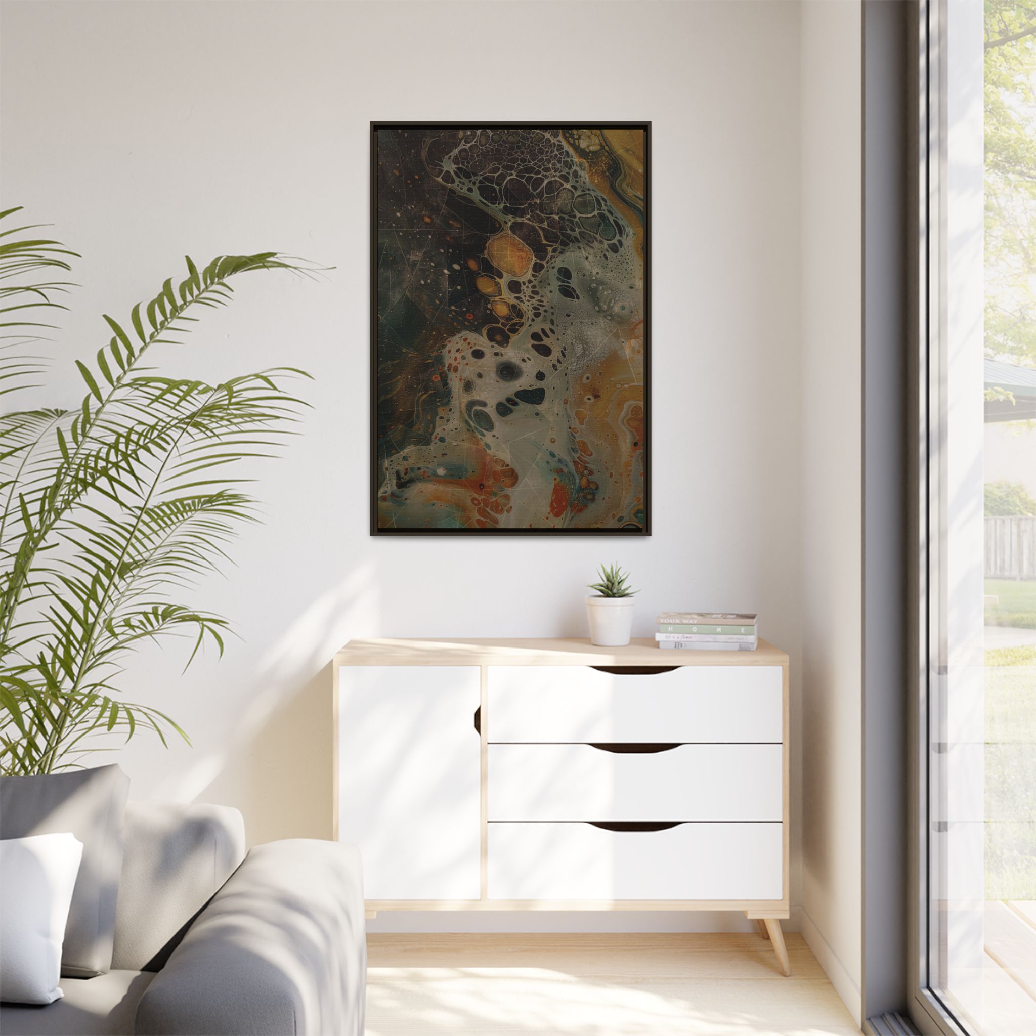 Astrals Cosmic #1 with texture underpainting - Orange - Framed Matt Canvas (Black, White, Brown,) - Image 39