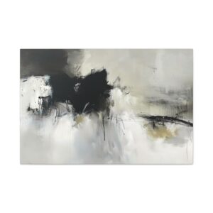 Black Cat White Kitten One - Stretched Canvas