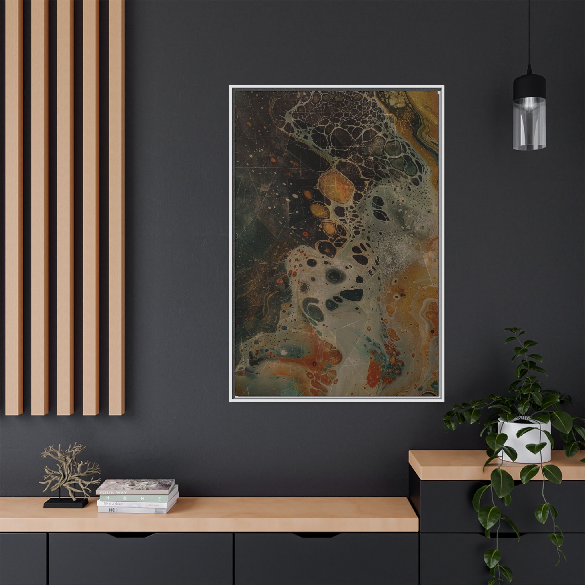 Astrals Cosmic #1 with texture underpainting - Orange - Framed Matt Canvas (Black, White, Brown,) - Image 44