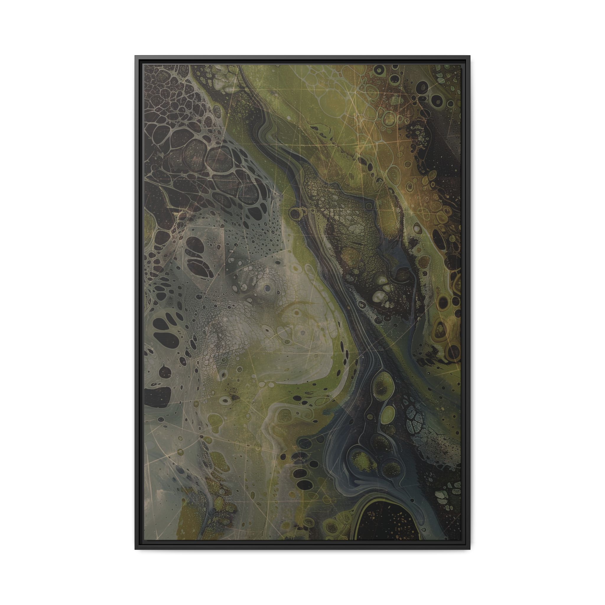 Astrals Cosmic #2 with texture underpainting - Green - Framed Matt Canvas (Black, White, Brown,) - Image 7