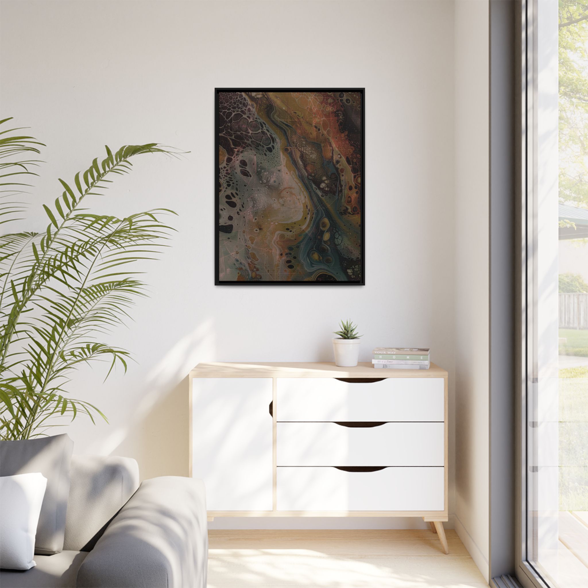 Astrals Cosmic #2 with texture underpainting - Orange - Framed Matt Canvas (Black, White, Brown,) - Image 15