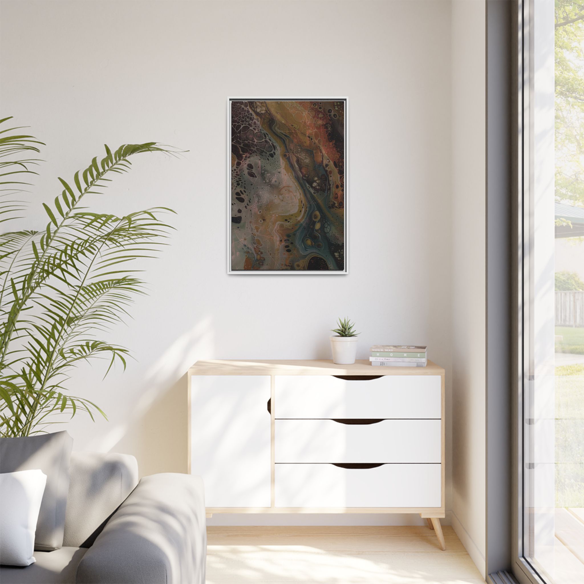 Astrals Cosmic #2 with texture underpainting - Orange - Framed Matt Canvas (Black, White, Brown,) - Image 39