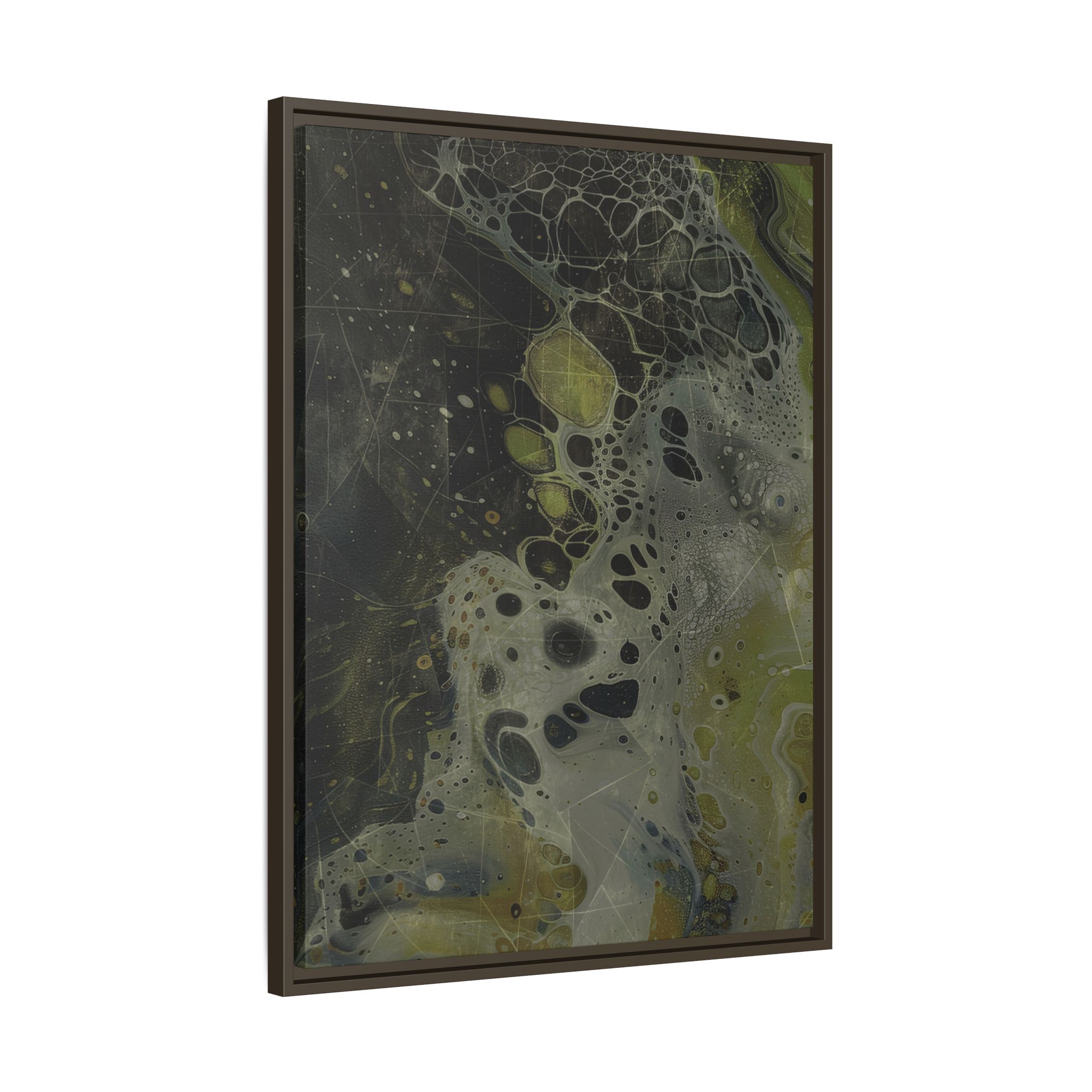 Astrals Cosmic #1 with texture underpainting - Green - Framed Matt Canvas (Black, White, Brown,) - Image 14
