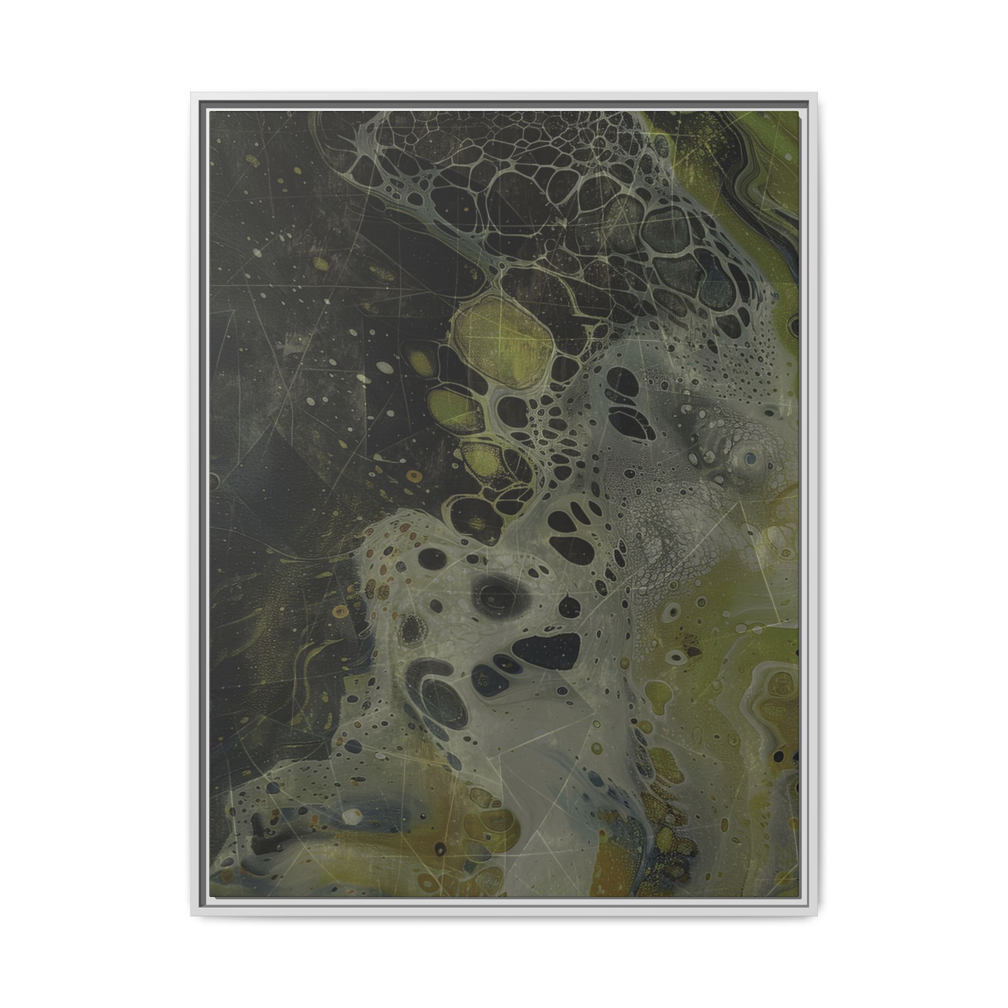Astrals Cosmic #1 with texture underpainting - Green - Framed Matt Canvas (Black, White, Brown,) - Image 33