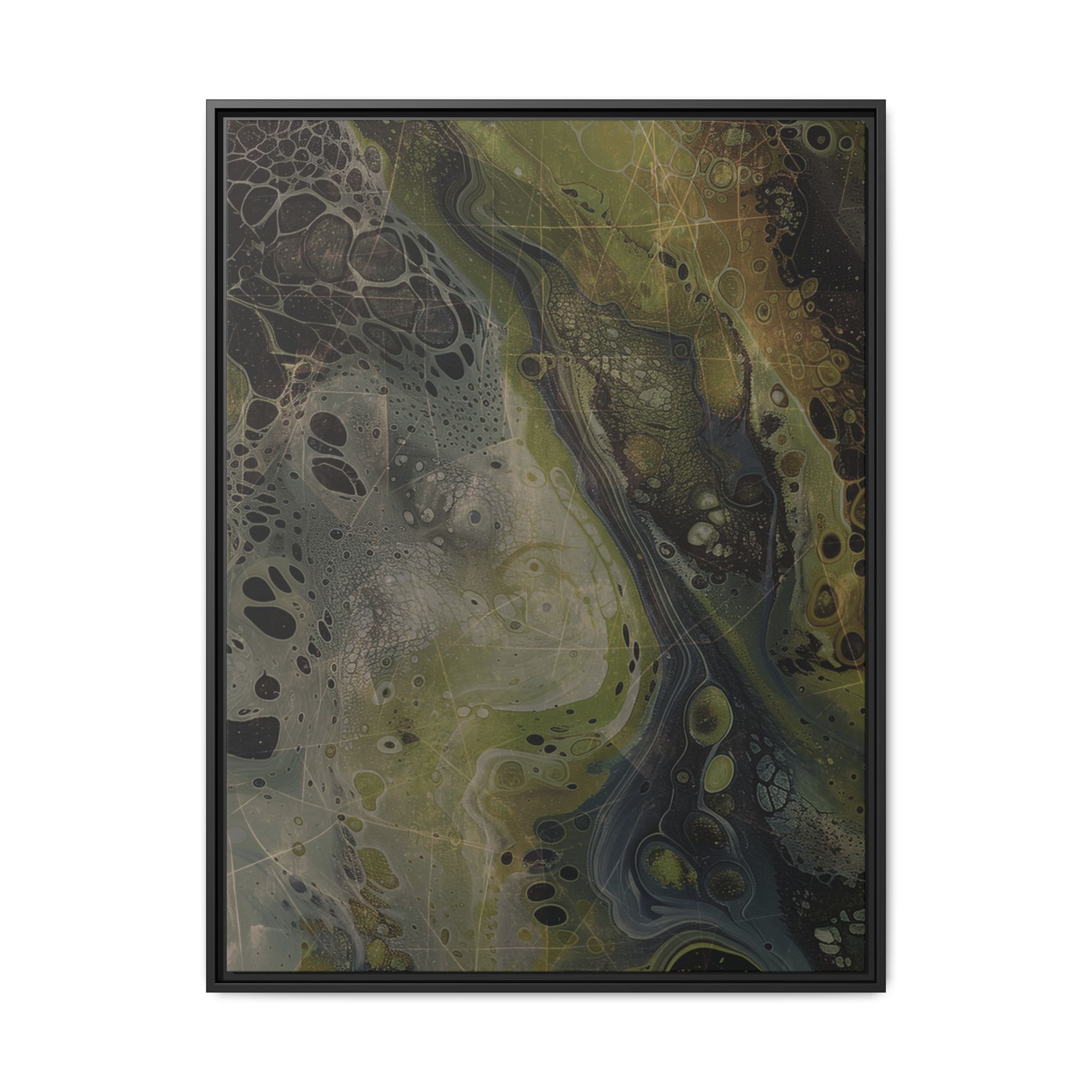 Astrals Cosmic #2 with texture underpainting - Green - Framed Matt Canvas (Black, White, Brown,) - Image 10