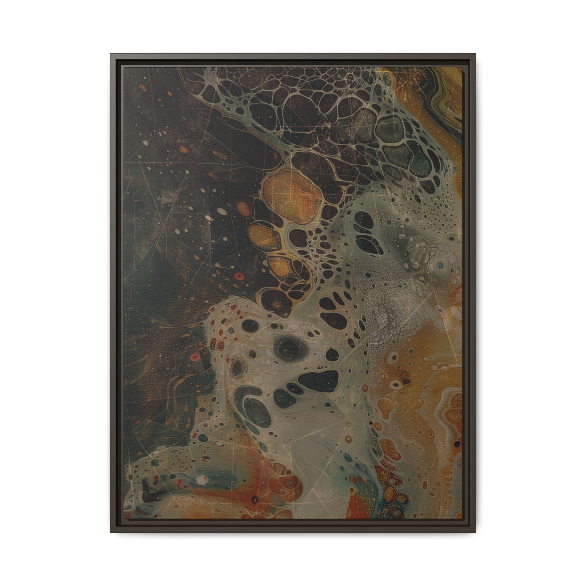 Astrals Cosmic #1 with texture underpainting - Orange - Framed Matt Canvas (Black, White, Brown,) - Image 13