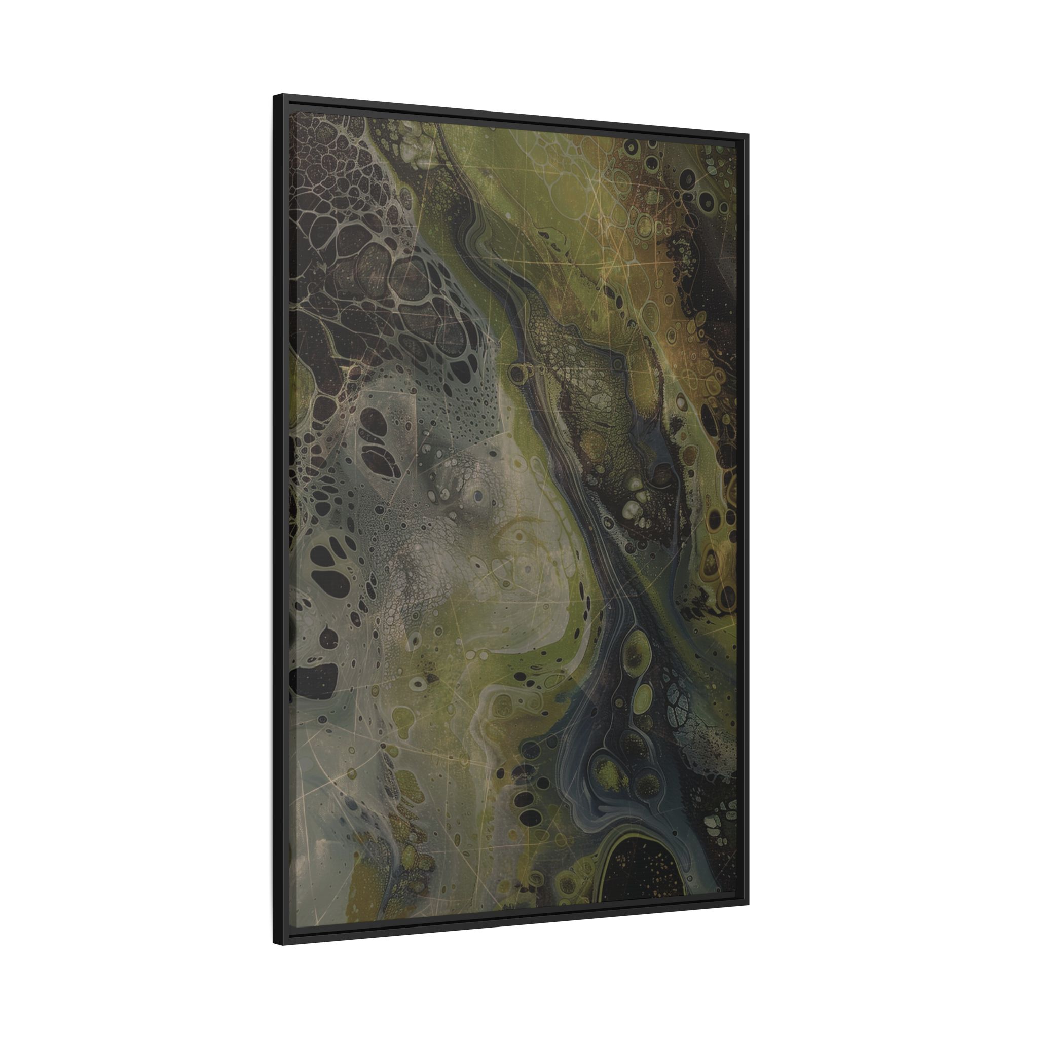 Astrals Cosmic #2 with texture underpainting - Green - Framed Matt Canvas (Black, White, Brown,) - Image 8