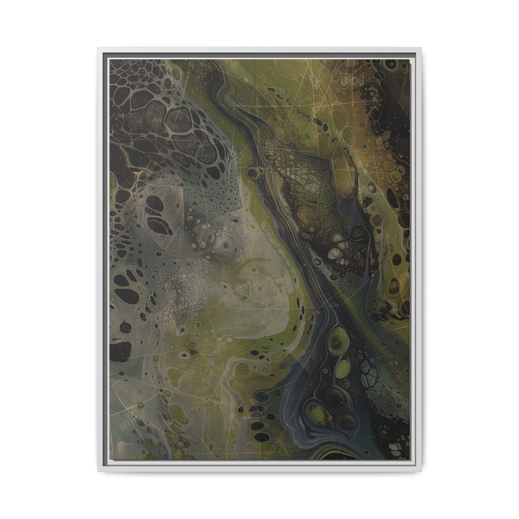 Astrals Cosmic #2 with texture underpainting - Green - Framed Matt Canvas (Black, White, Brown,) - Image 17
