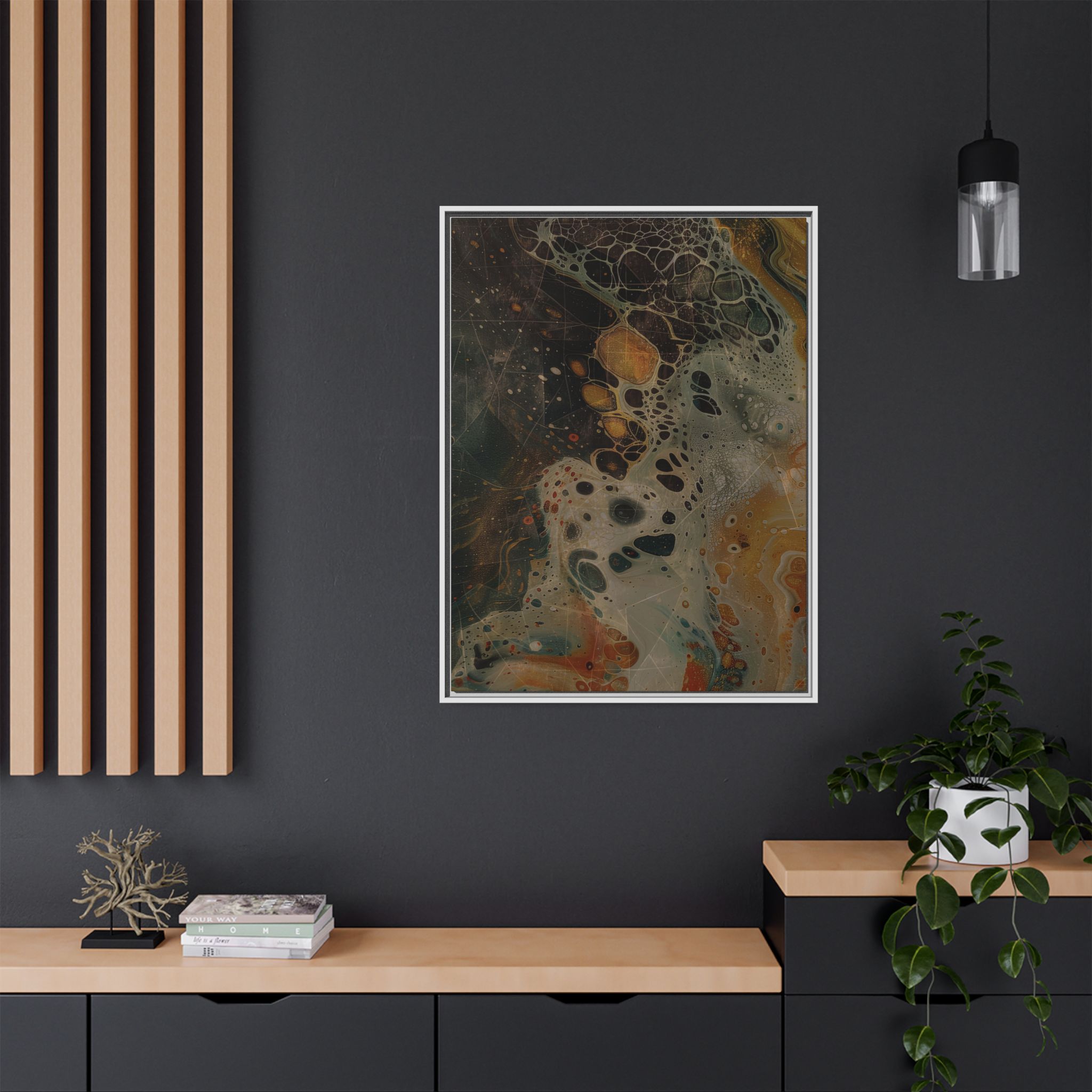 Astrals Cosmic #1 with texture underpainting - Orange - Framed Matt Canvas (Black, White, Brown,) - Image 36