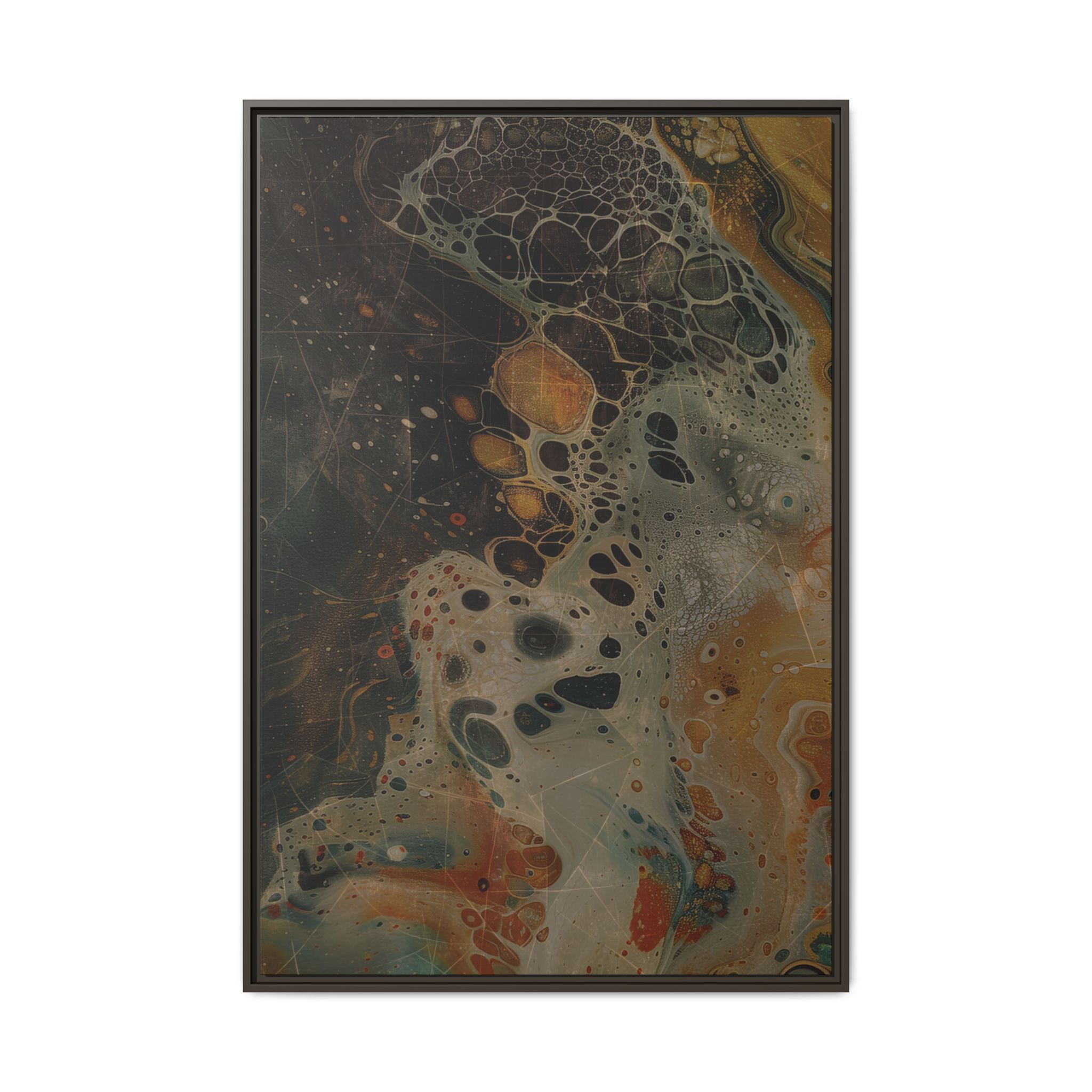 Astrals Cosmic #1 with texture underpainting - Orange - Framed Matt Canvas (Black, White, Brown,) - Image 37