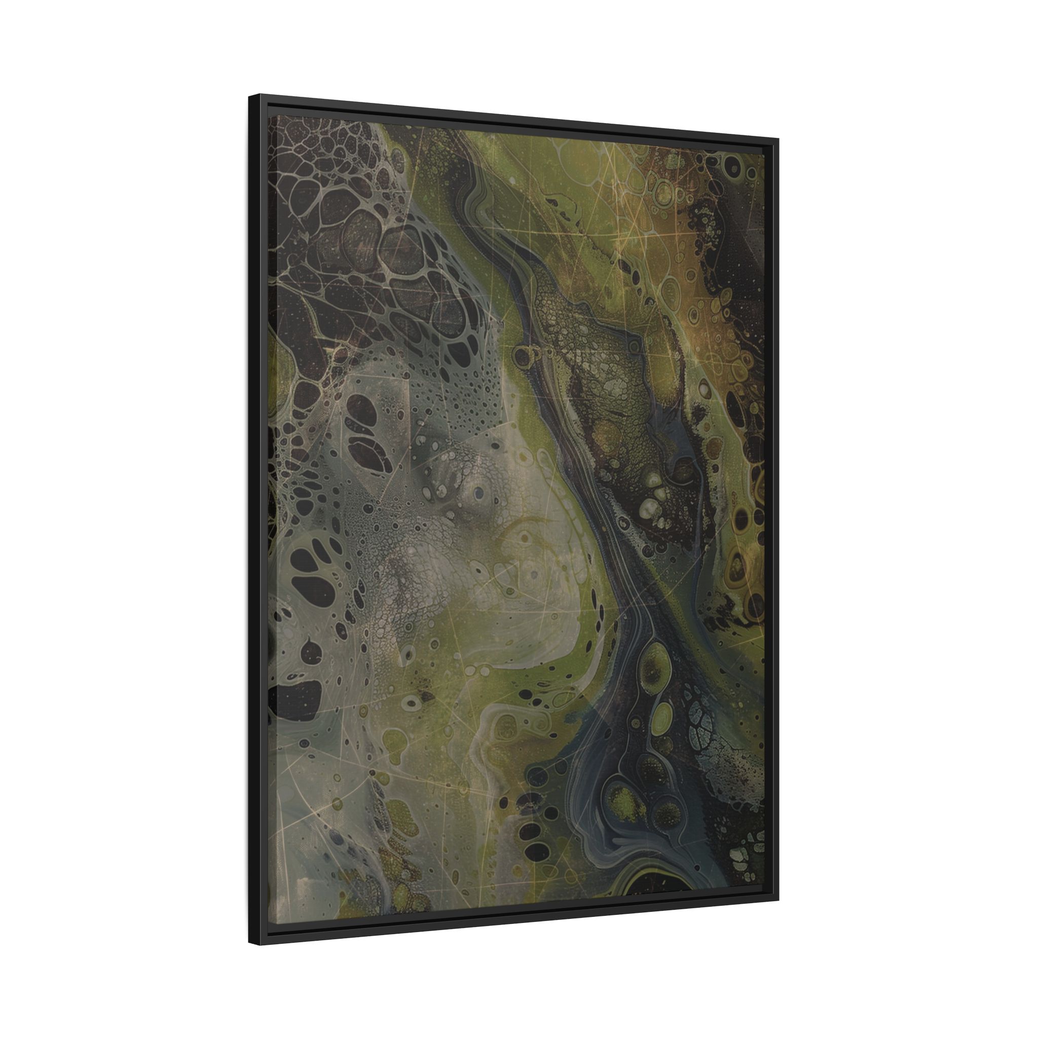 Astrals Cosmic #2 with texture underpainting - Green - Framed Matt Canvas (Black, White, Brown,) - Image 11