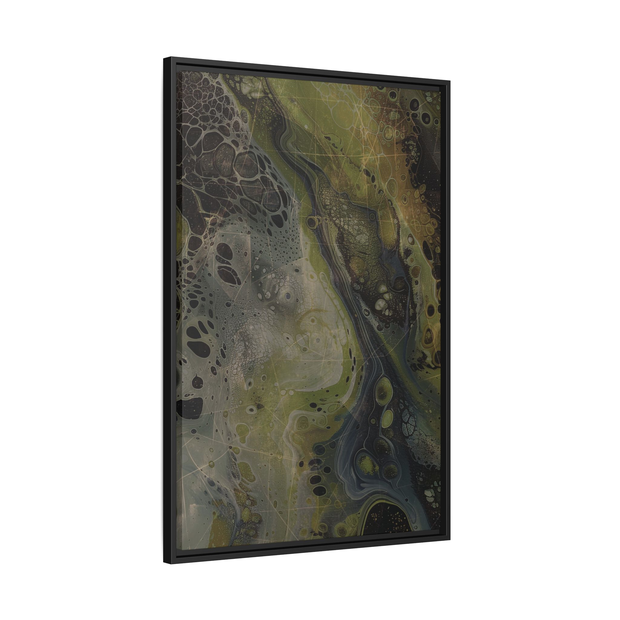 Astrals Cosmic #2 with texture underpainting - Green - Framed Matt Canvas (Black, White, Brown,) - Image 2