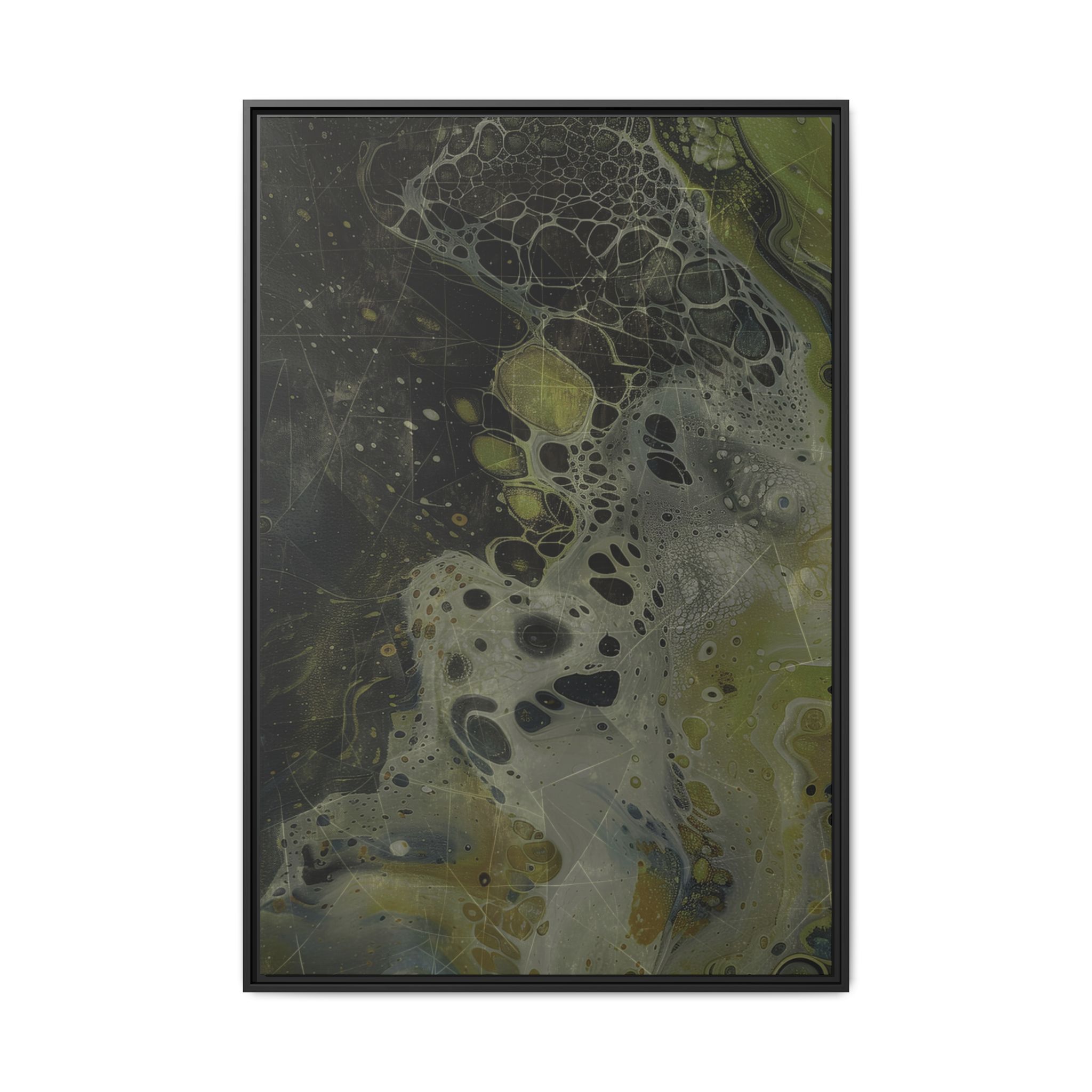 Astrals Cosmic #1 with texture underpainting - Green - Framed Matt Canvas (Black, White, Brown,) - Image 7