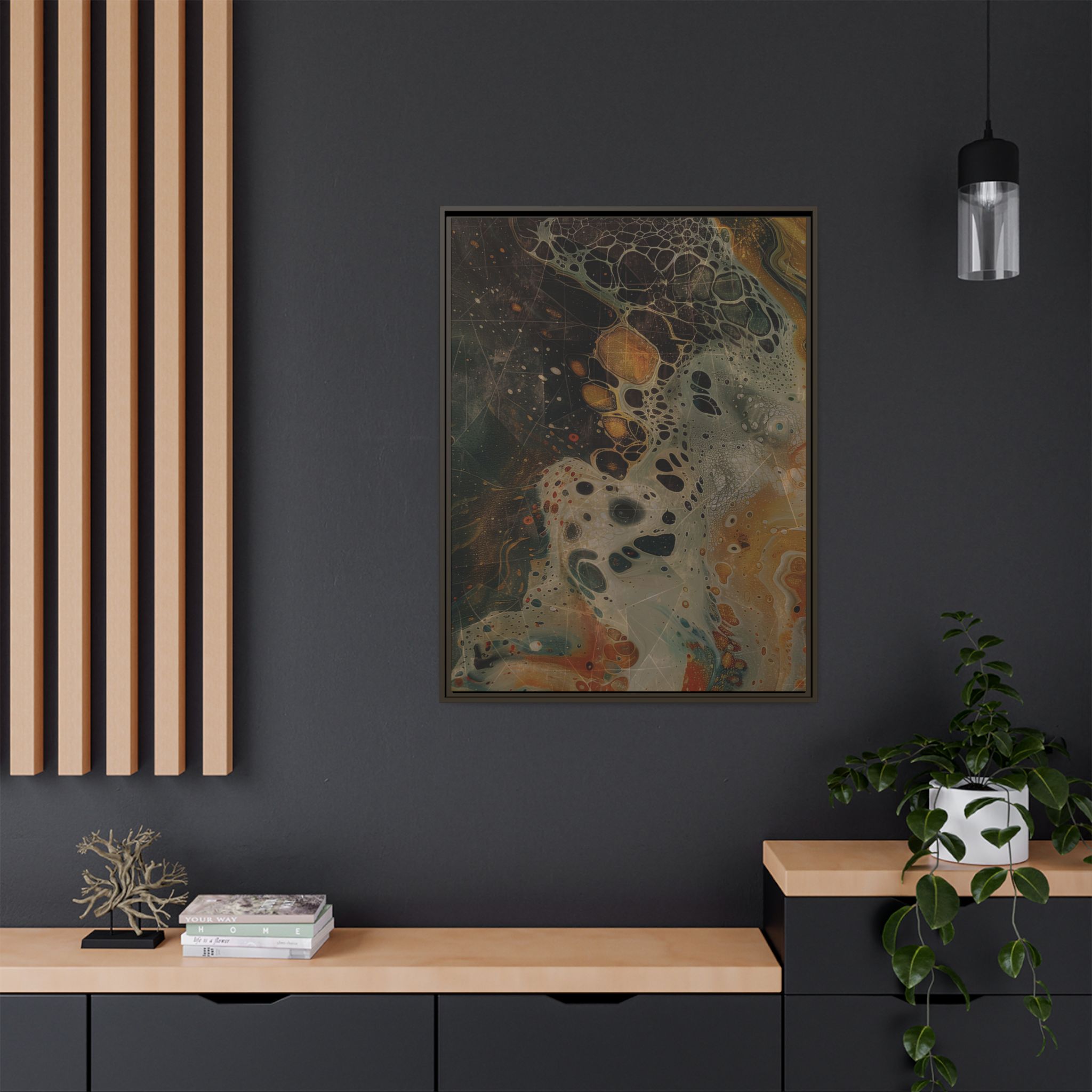 Astrals Cosmic #1 with texture underpainting - Orange - Framed Matt Canvas (Black, White, Brown,) - Image 32