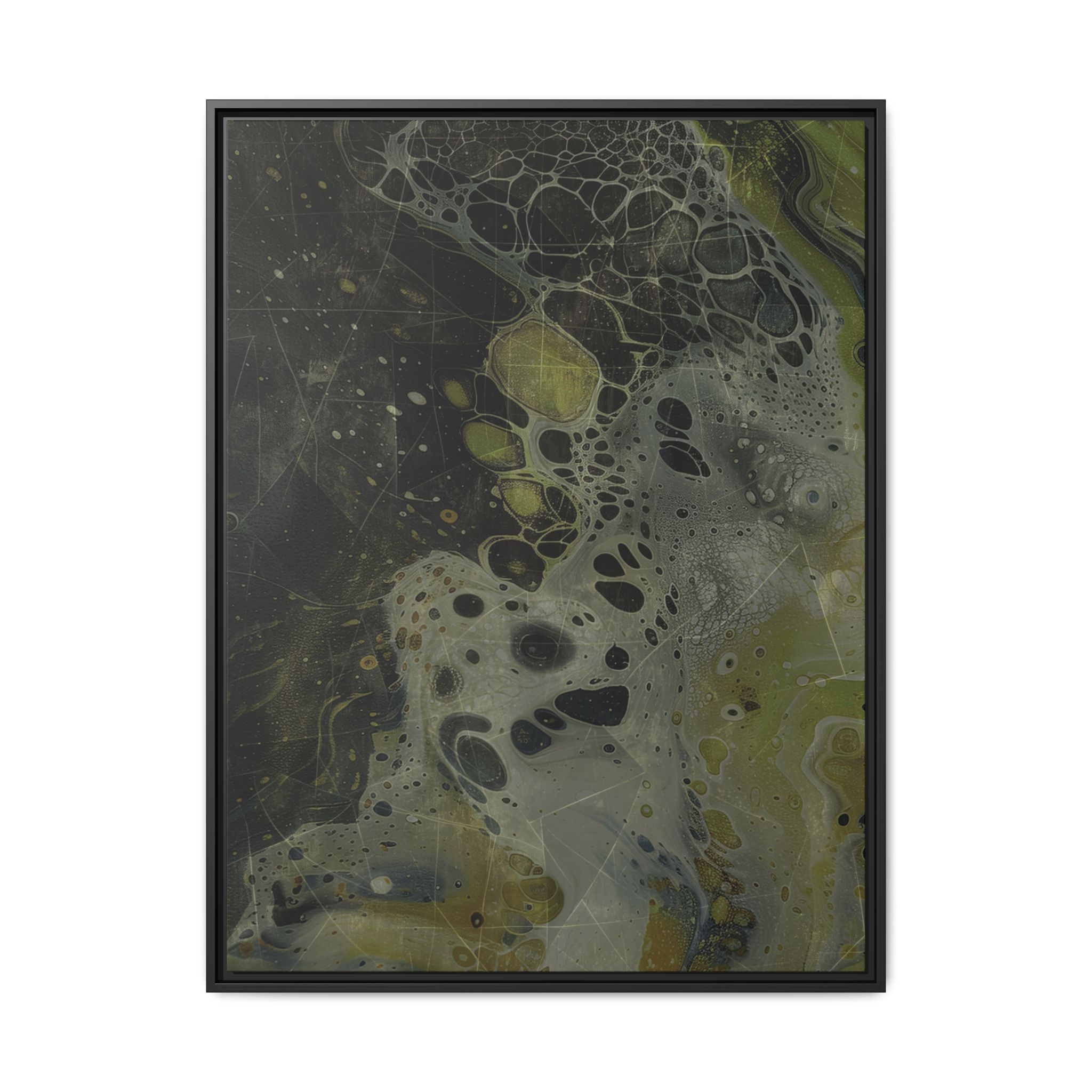 Astrals Cosmic #1 with texture underpainting - Green - Framed Matt Canvas (Black, White, Brown,) - Image 10