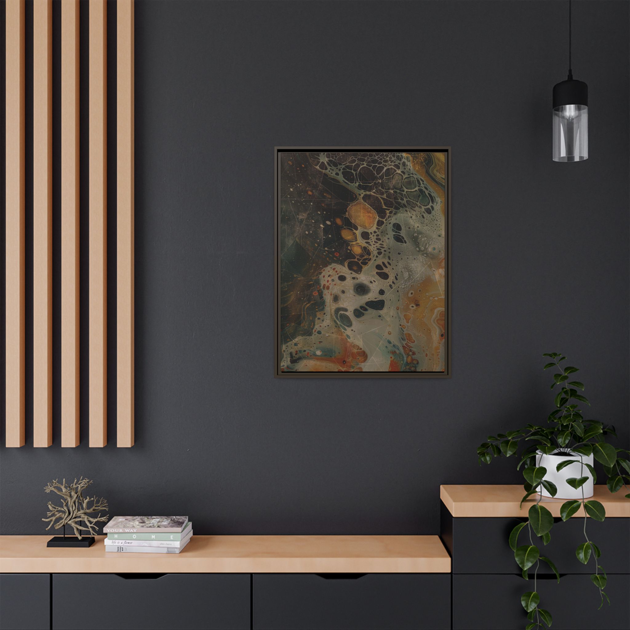 Astrals Cosmic #1 with texture underpainting - Orange - Framed Matt Canvas (Black, White, Brown,) - Image 16