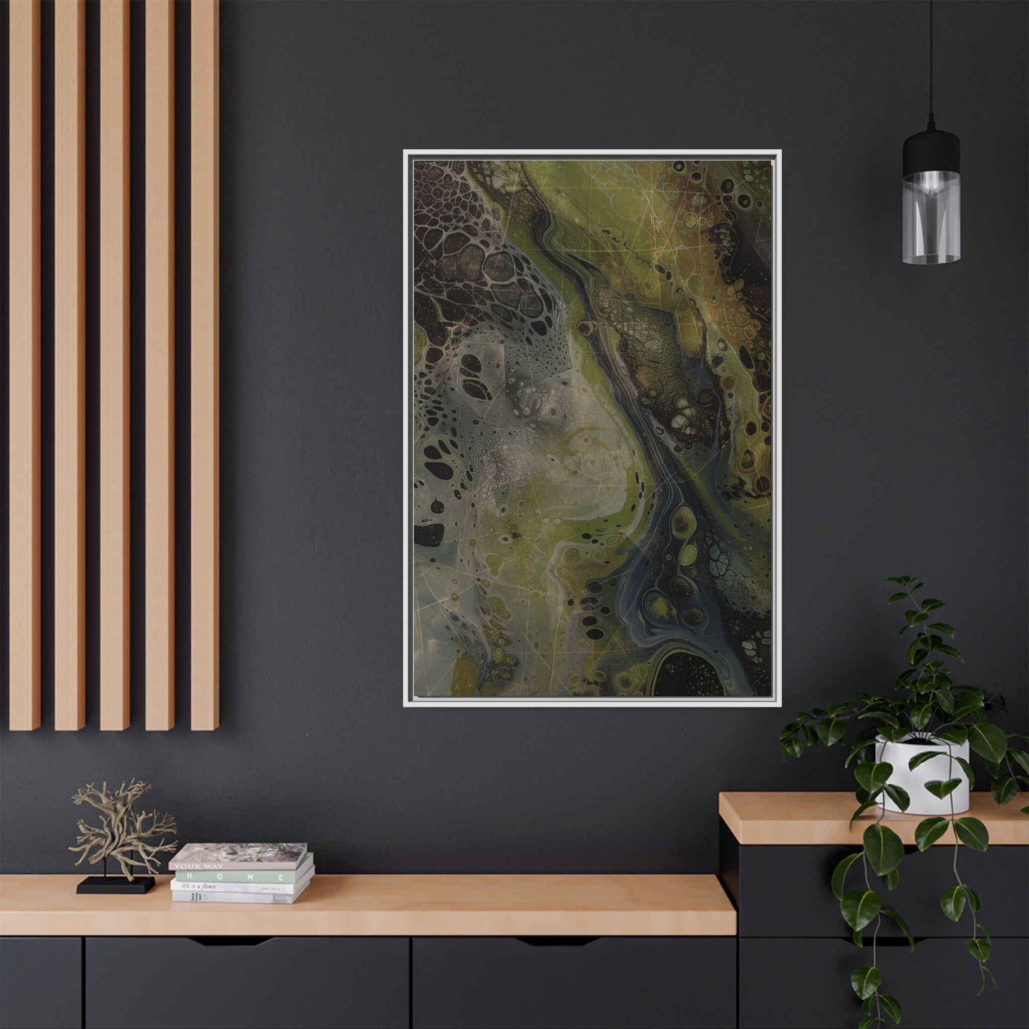 Astrals Cosmic #2 with texture underpainting - Green - Framed Matt Canvas (Black, White, Brown,) - Image 44