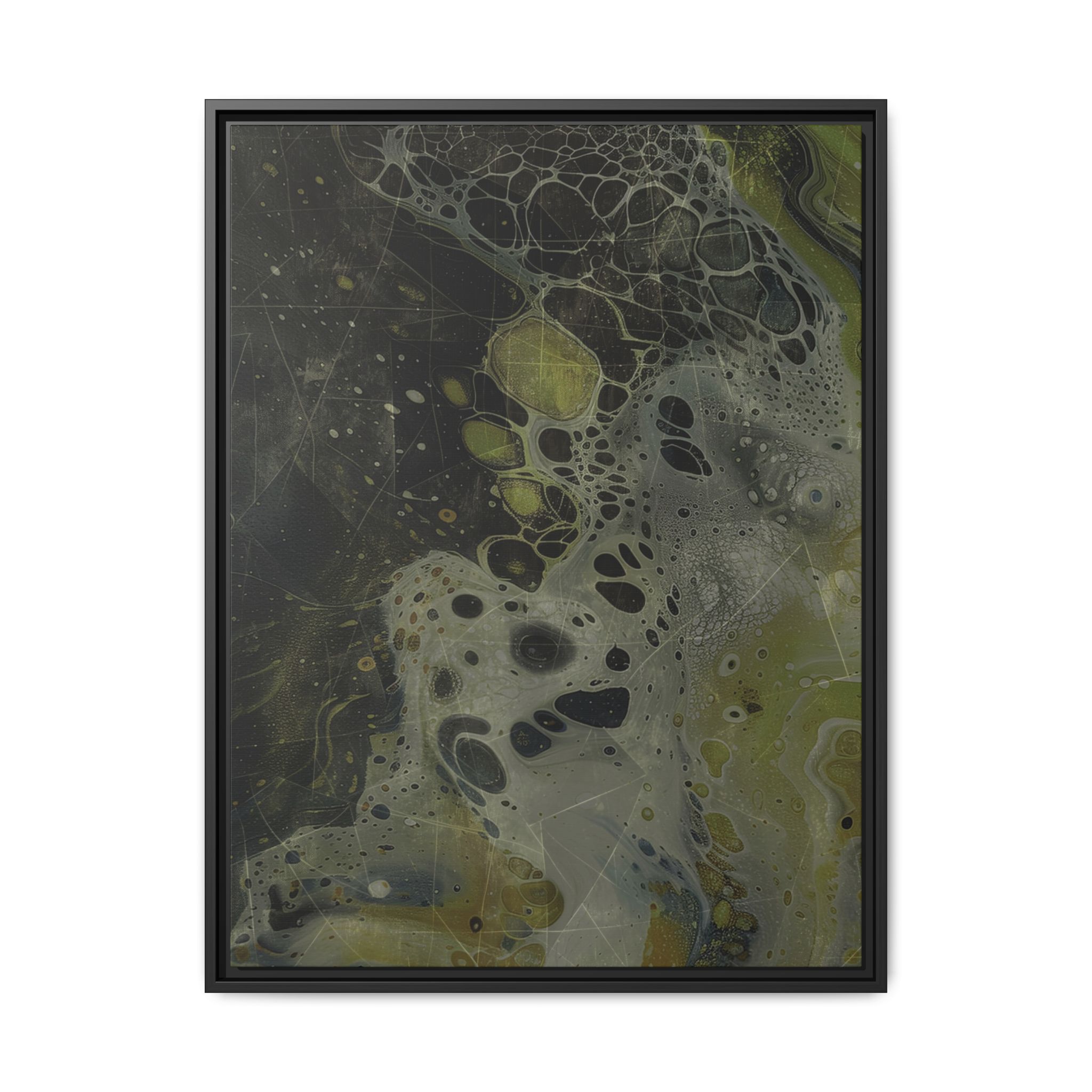Astrals Cosmic #1 with texture underpainting - Green - Framed Matt Canvas (Black, White, Brown,) - Image 4