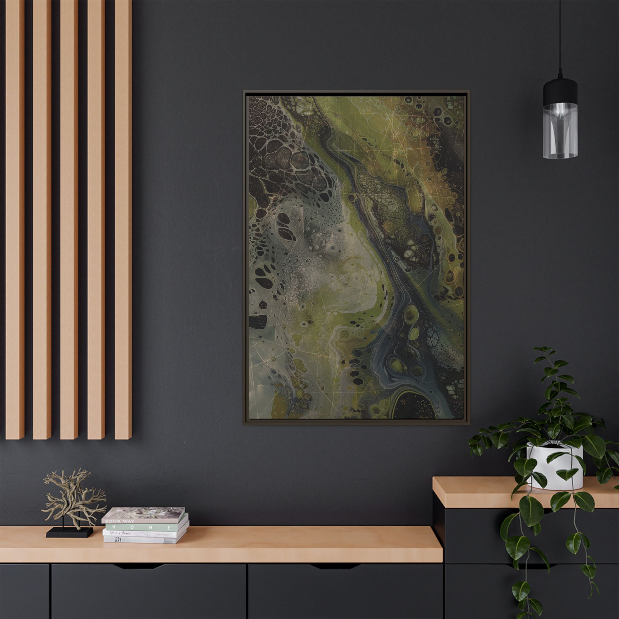 Astrals Cosmic #2 with texture underpainting - Green - Framed Matt Canvas (Black, White, Brown,) - Image 40