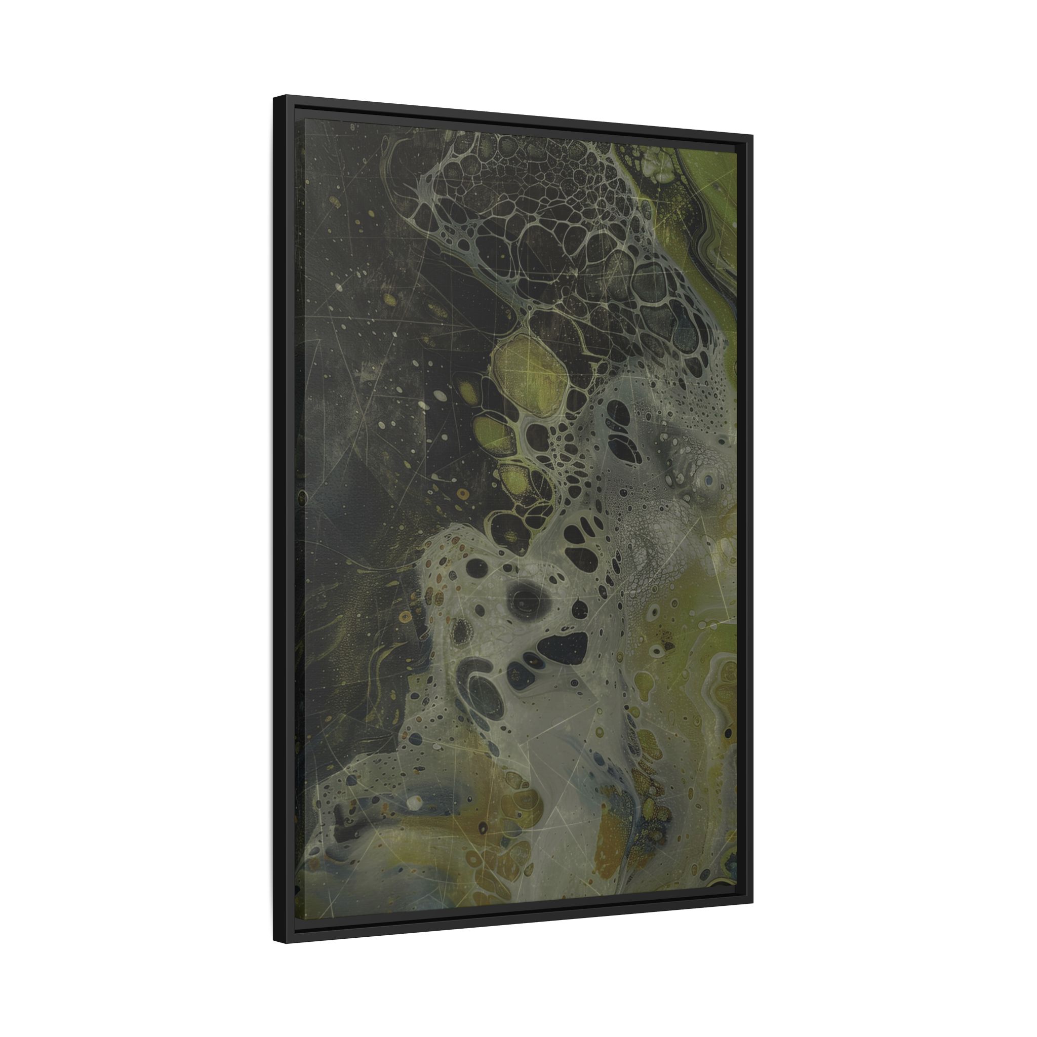 Astrals Cosmic #1 with texture underpainting - Green - Framed Matt Canvas (Black, White, Brown,) - Image 2