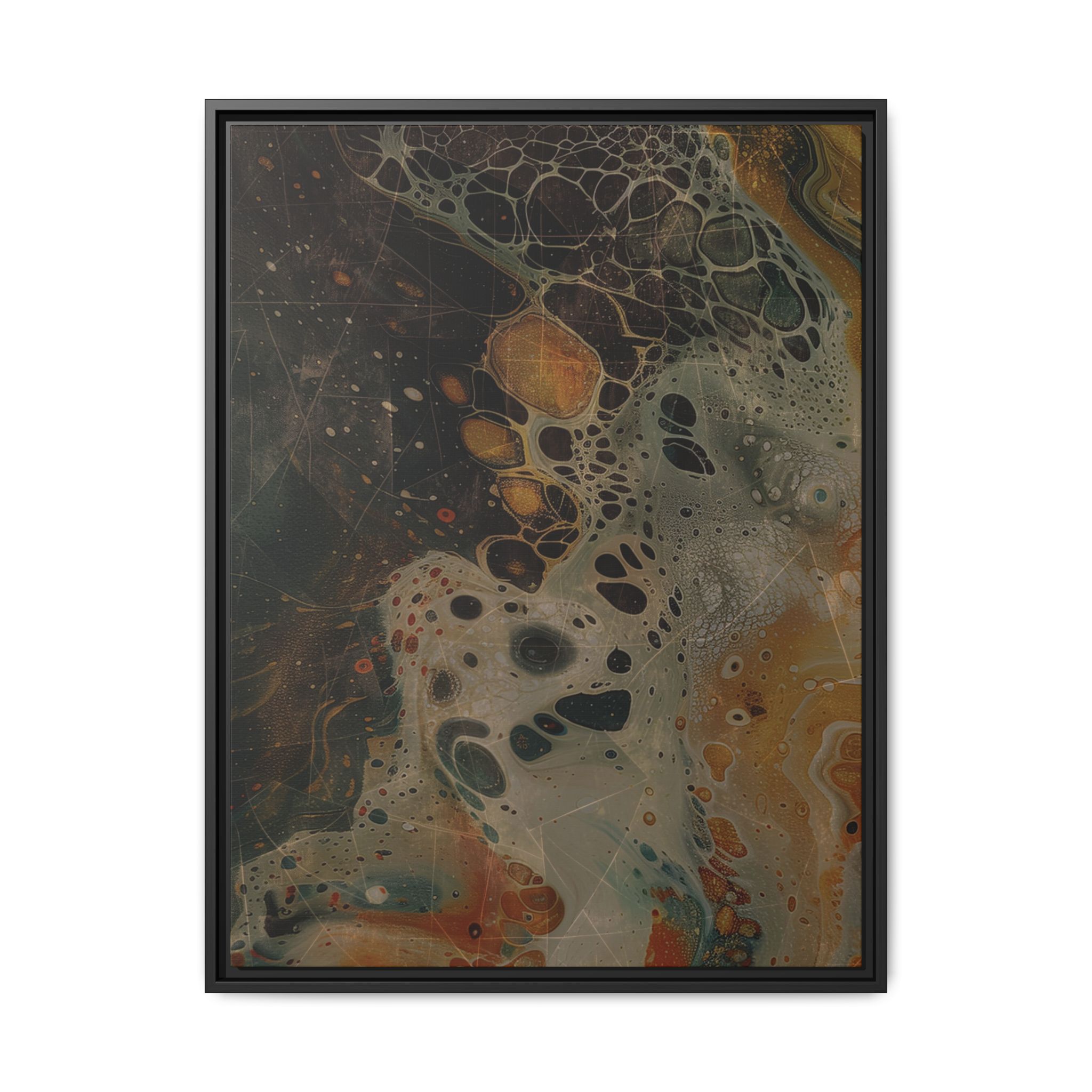 Astrals Cosmic #1 with texture underpainting - Orange - Framed Matt Canvas (Black, White, Brown,) - Image 4